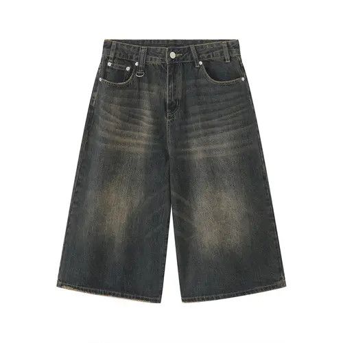 VIBE Loose wide-leg vintage distressed denim shorts Size US 32 / EU 48 - 7 Thumbnail
