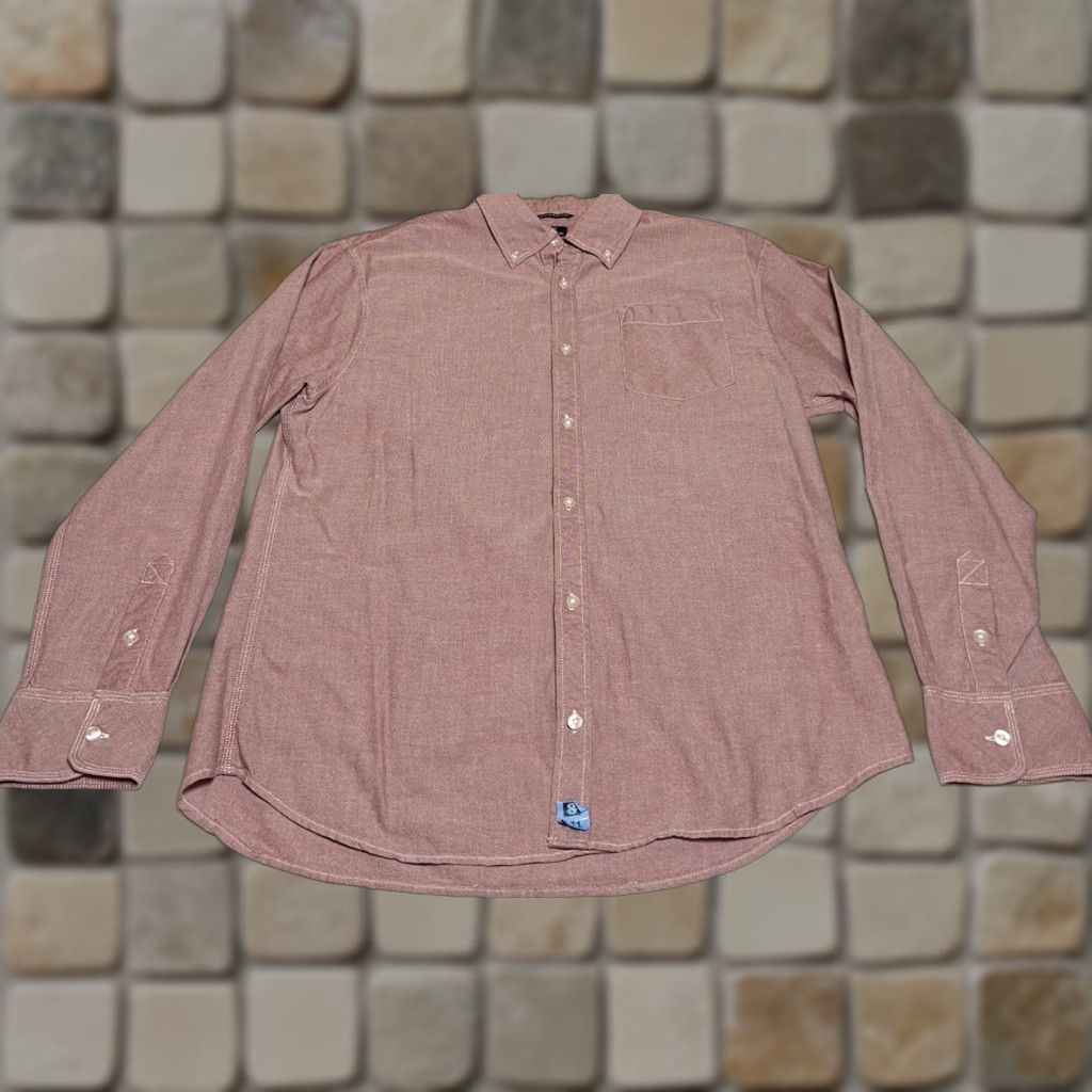 Vintage BKE Mens Button-Down Standard Fit Long Sleeve Shirt XL Red / Pink Size US XL / EU 56 / 4 - 1 Thumbnail