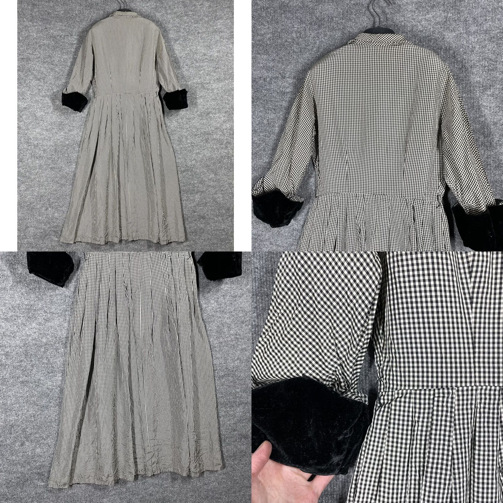 Velvet VINTAGE 1950s Rockabilly Gingham Plaid Dress Women Small Black Velvet Shirtwaist Nylon Size S / US 4 / IT 40 - 9 Thumbnail