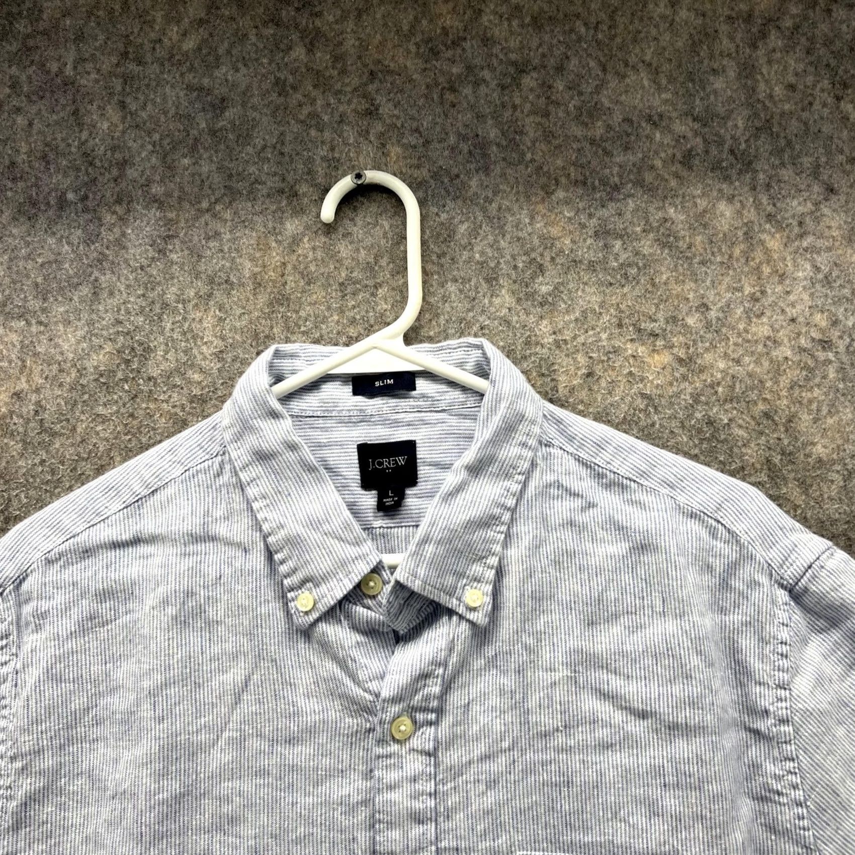 J.Crew J.CREW Shirt Men Large Adult Blue Seersucker Button-Down Slim Fit Striped Size US L / EU 52-54 / 3 - 2 Thumbnail