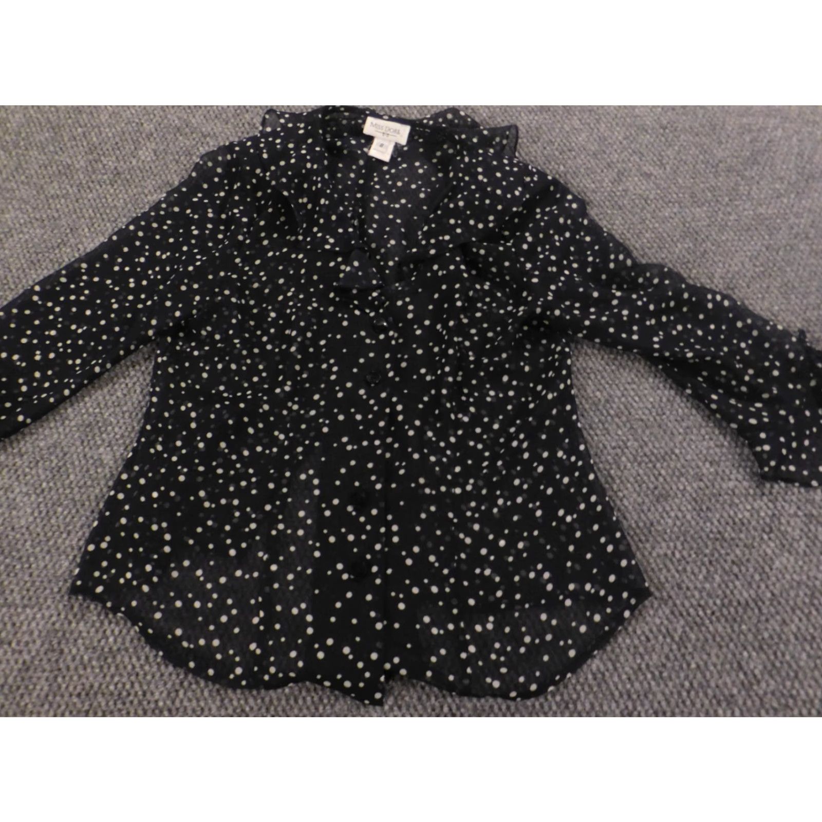 Vintage Miss Dorby Blouse Womens Long Sleeve Round Neck Pullover Blue Polka Dot 8 Open Back Button Accent Rose Vintage No Size M / US 6-8 / IT 42-44 - 4 Thumbnail