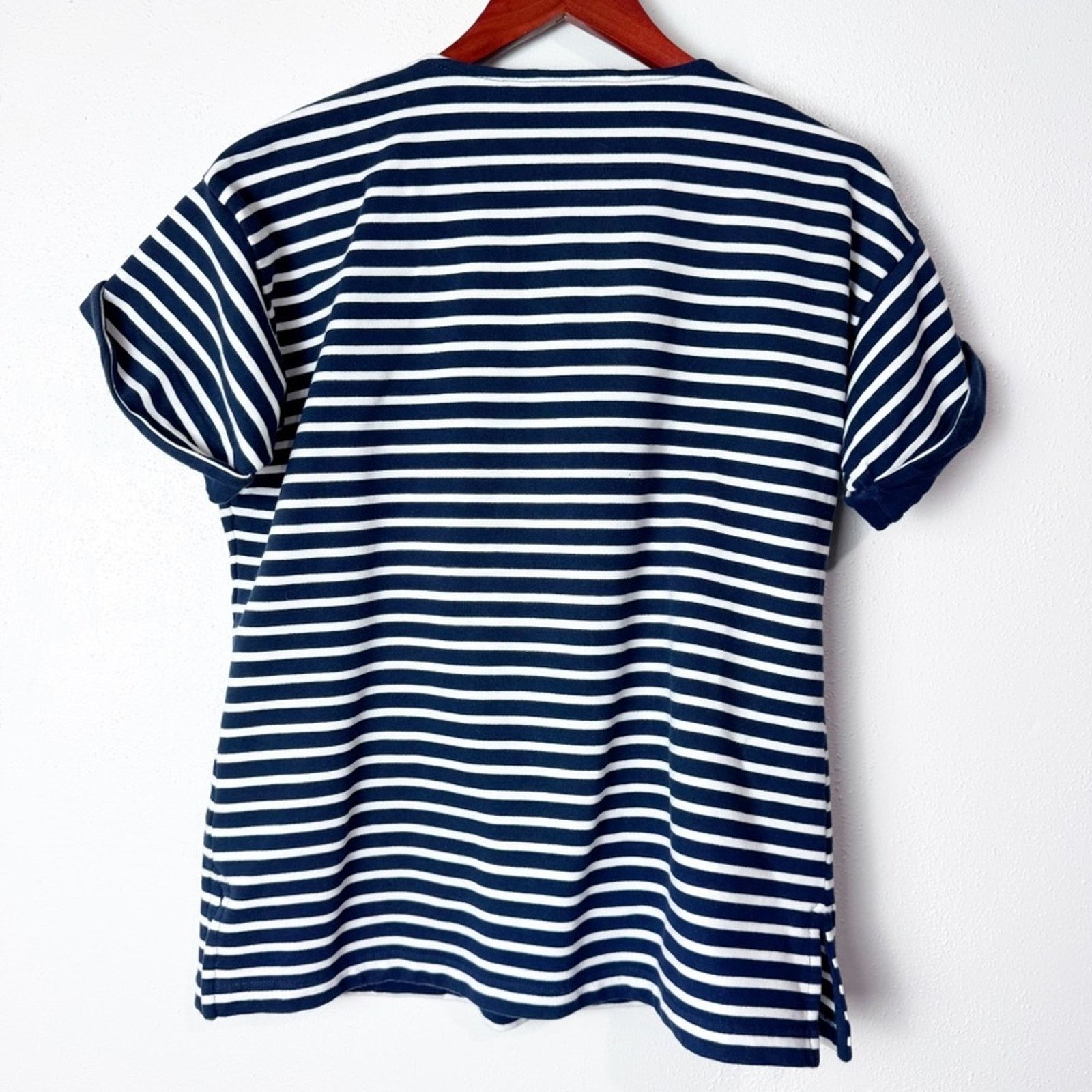 Orvis Orvis Navy & White Striped 3/4 Zip Popover Top Womens Med Size M / US 6-8 / IT 42-44 - 8 Thumbnail