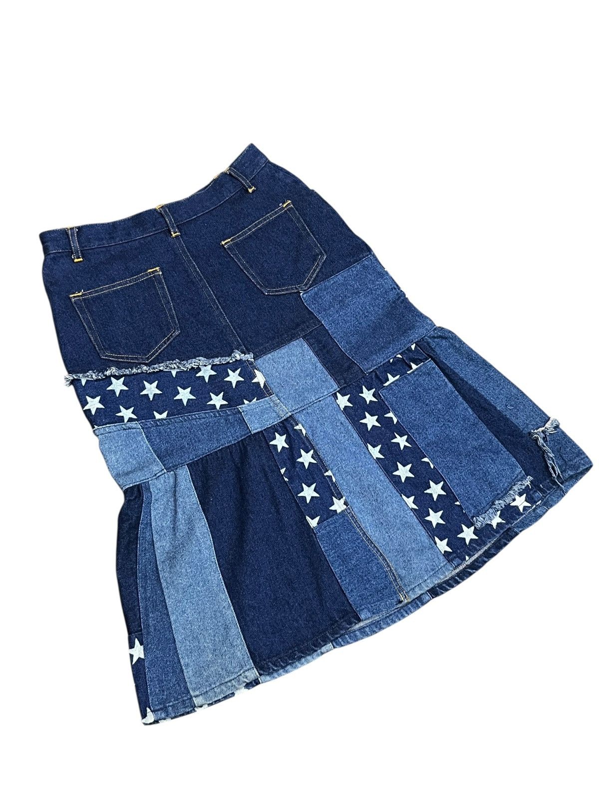 Hypebeast Japan Patchwork Star Denim Skirt W26 L24.5 Rare Size 26" / US 2 / IT 38 - 5 Thumbnail