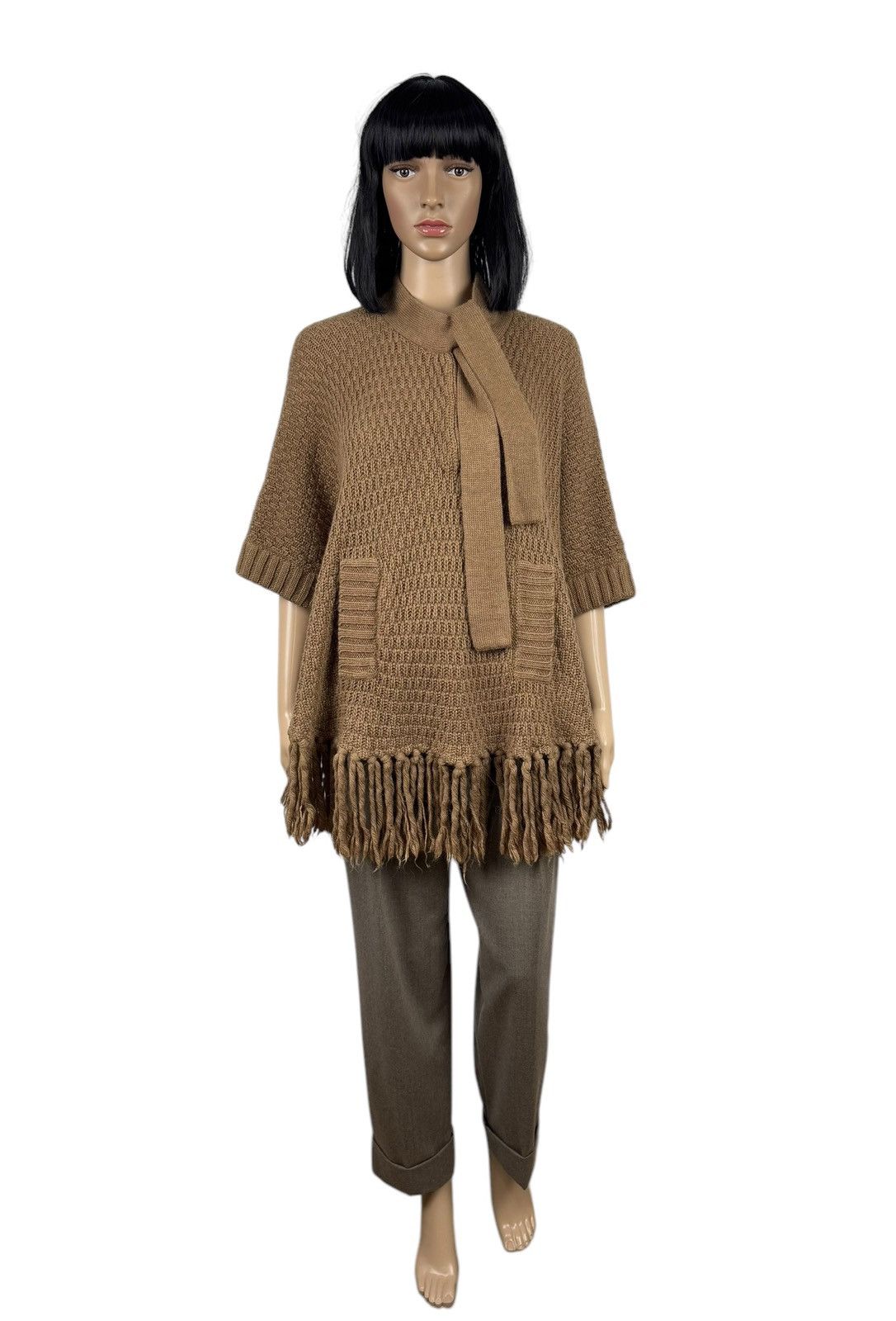 Designer Manoush Fringed Knit Ponco Jacket size M Size M / US 6-8 / IT 42-44 - 2 Thumbnail