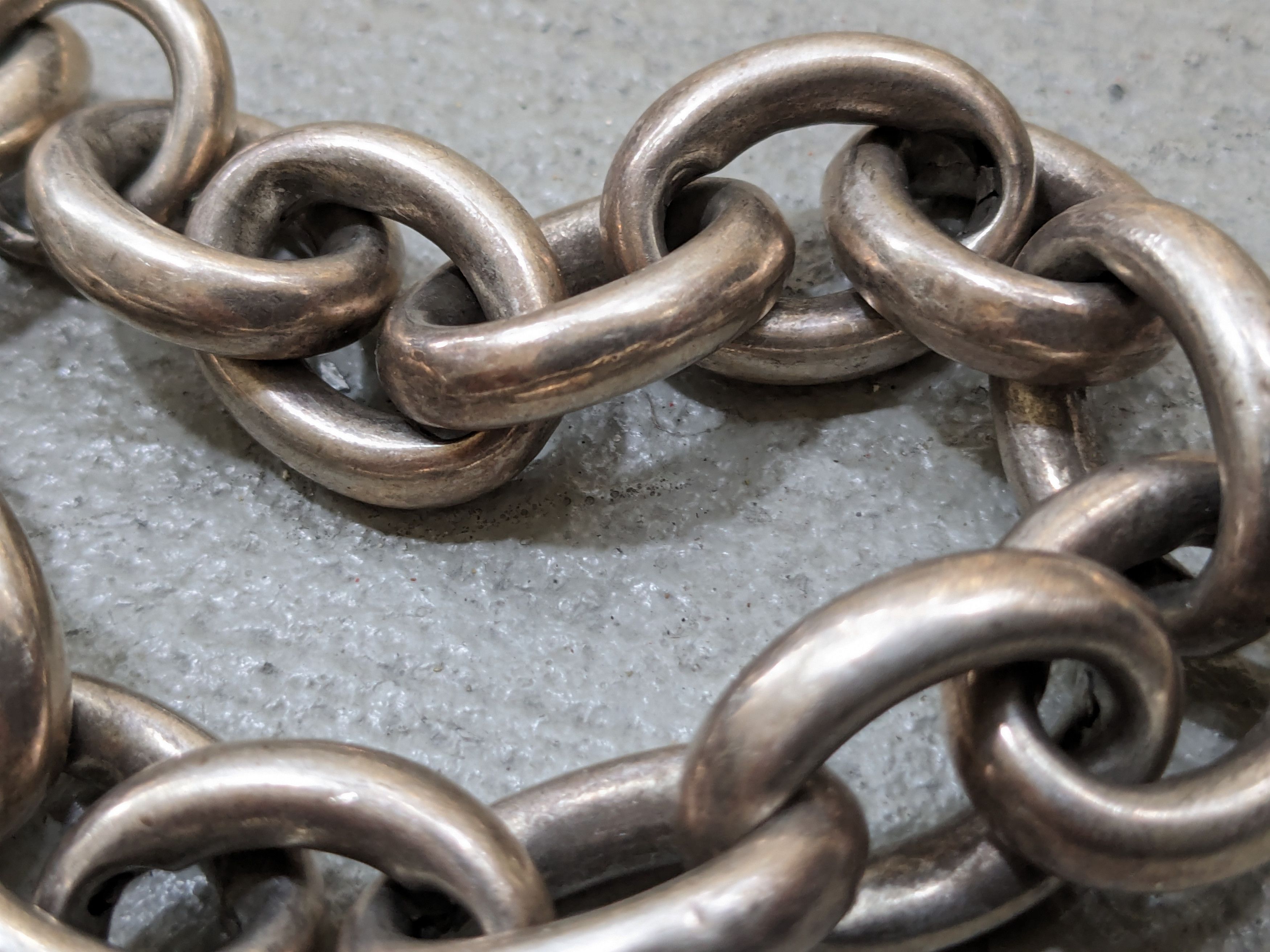Other Vintage Sterling Silver Bracelet 9.5" Oval Chain Link 90s Size ONE SIZE - 13 Thumbnail