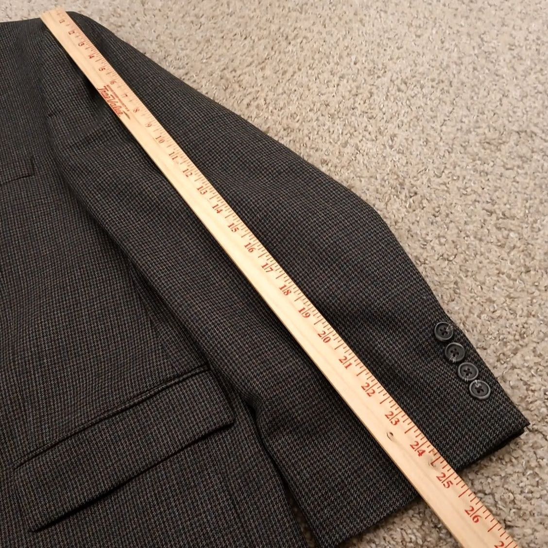 Ralph Lauren Lauren Ralph Lauren Blazer Mens 46 Gray Plaid Wool Single-Breasted Two-Button Notch Lapel Vented 2 Piece Jacket Chest 46 Regular Wool Blazer Mens Mens Size 46R - 3 Thumbnail