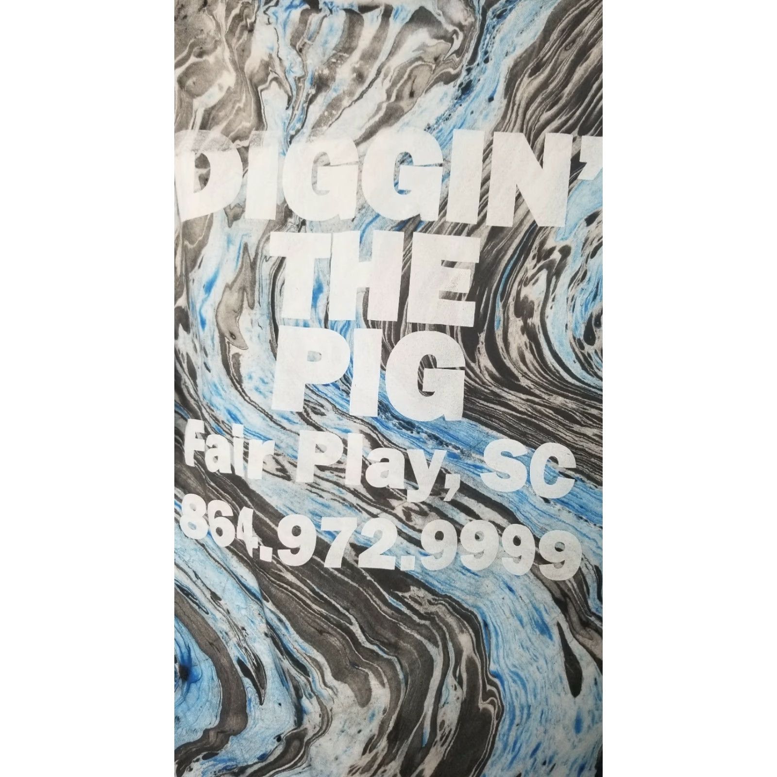 Vintage VINTAGE Mens L MARBLE BLUE T Shirt The Spotted Pig Bar-B-Que Fairplay SC Size US L / EU 52-54 / 3 - 4 Thumbnail