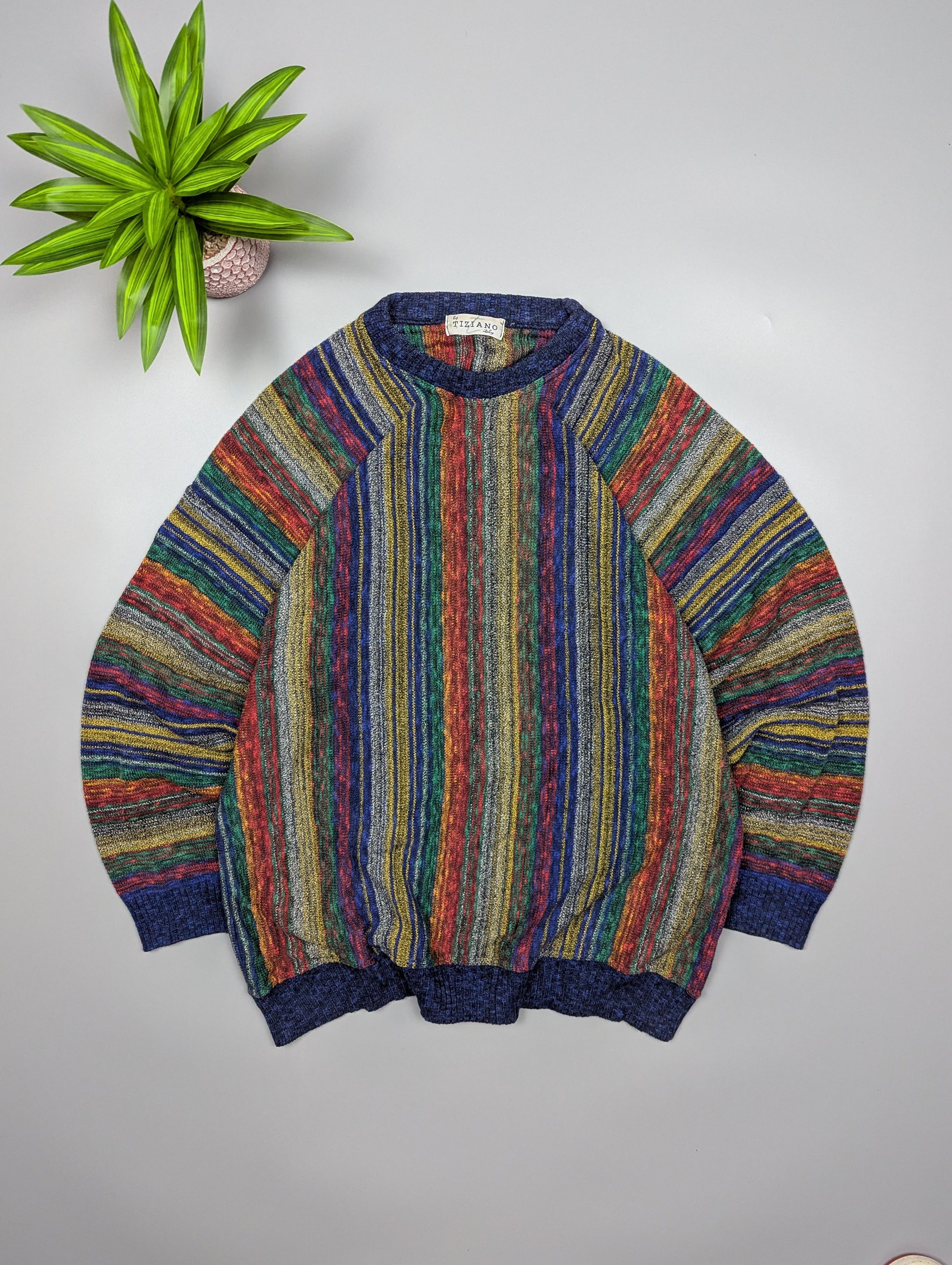 Vintage 90s Coogi Style Textured Sweater Cotton Traders Pullover Size US L / EU 52-54 / 3 - 1 Thumbnail