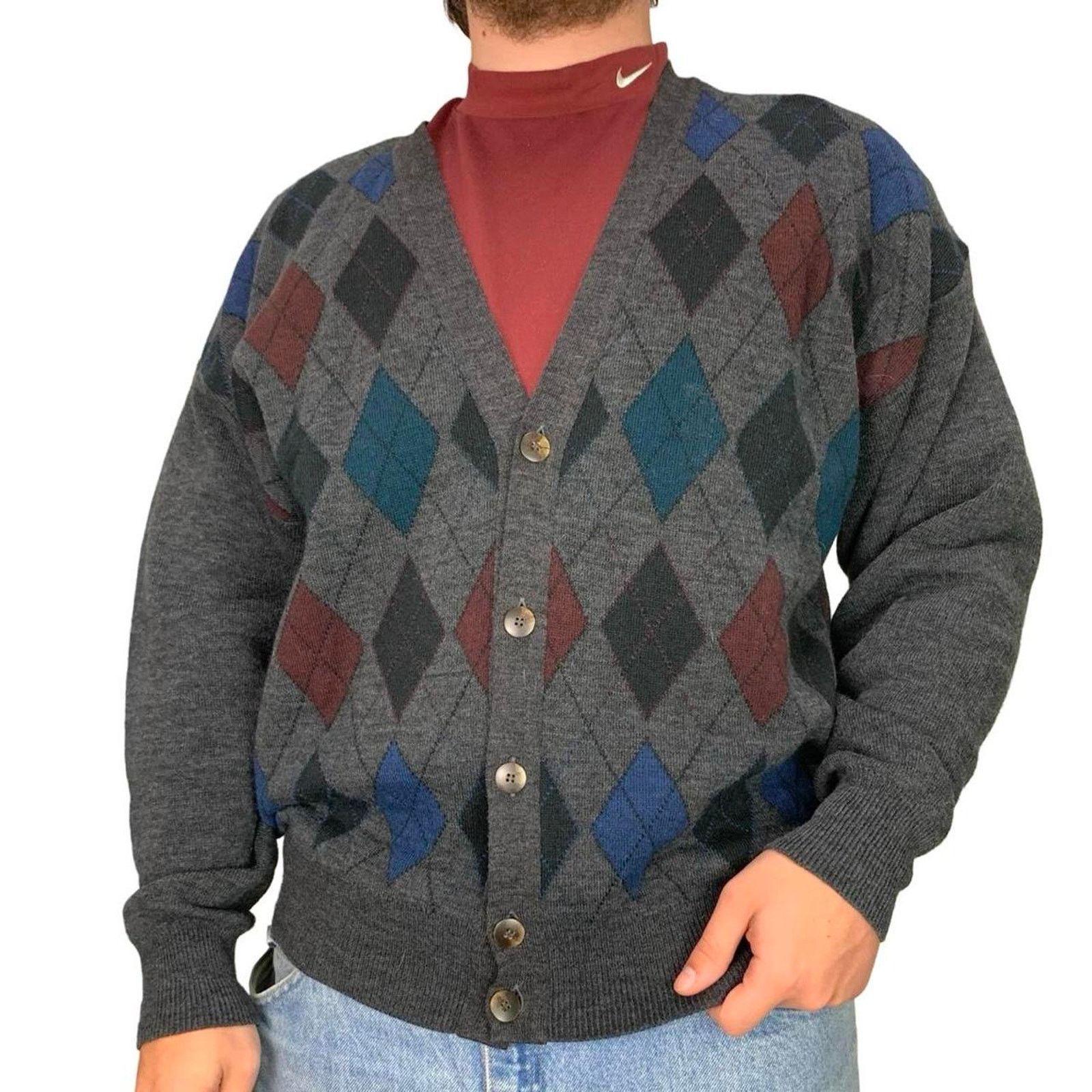 Vintage Vintage 90s Italian Wool Cardigan Sweater Size US L / EU 52-54 / 3 - 1 Thumbnail