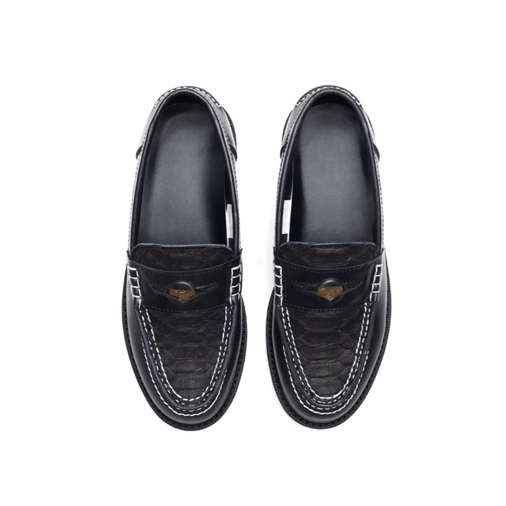 Simple Shoes Mens Combi Croco Loafer Black Size US 10 / EU 43 - 4 Thumbnail