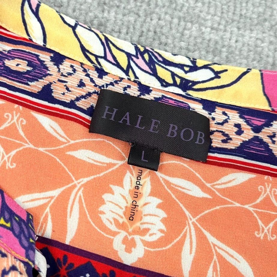 Vintage Hale Bob Women's Blouse Large Silk Chiffon Sheer Abstract Art Floral Casual Office Wear Size L / US 10 / IT 46 - 2 Thumbnail