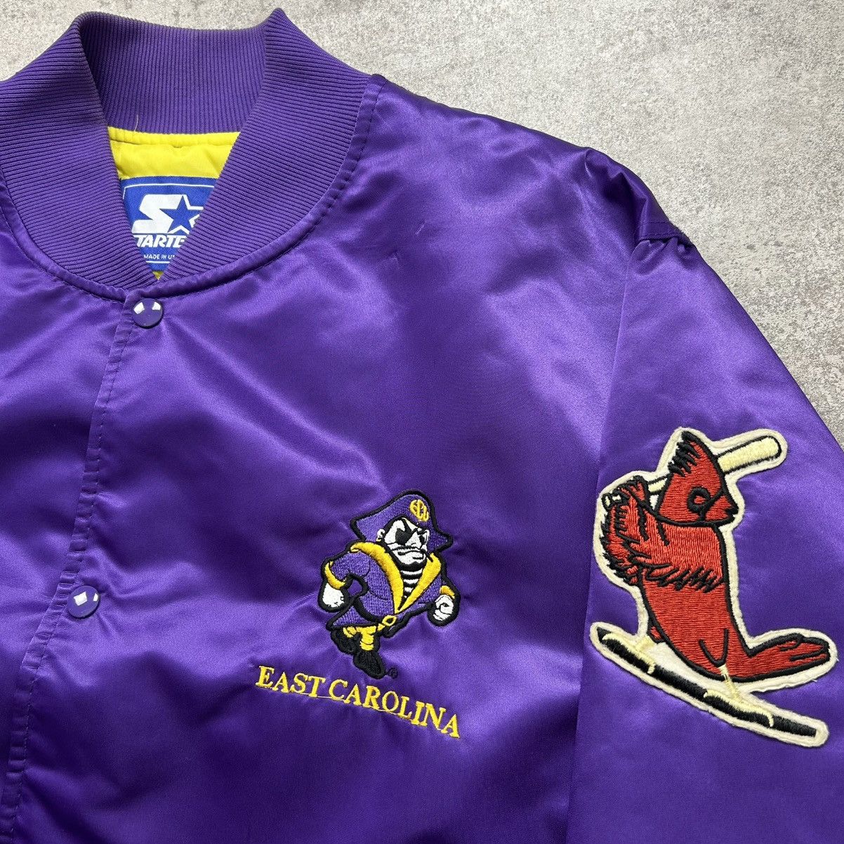 NCAA × Starter × Vintage VTG 90s EAST CAROLINA PIRATES ECU STARTER SATIN JACKET Size US XL / EU 56 / 4 - 2 Thumbnail