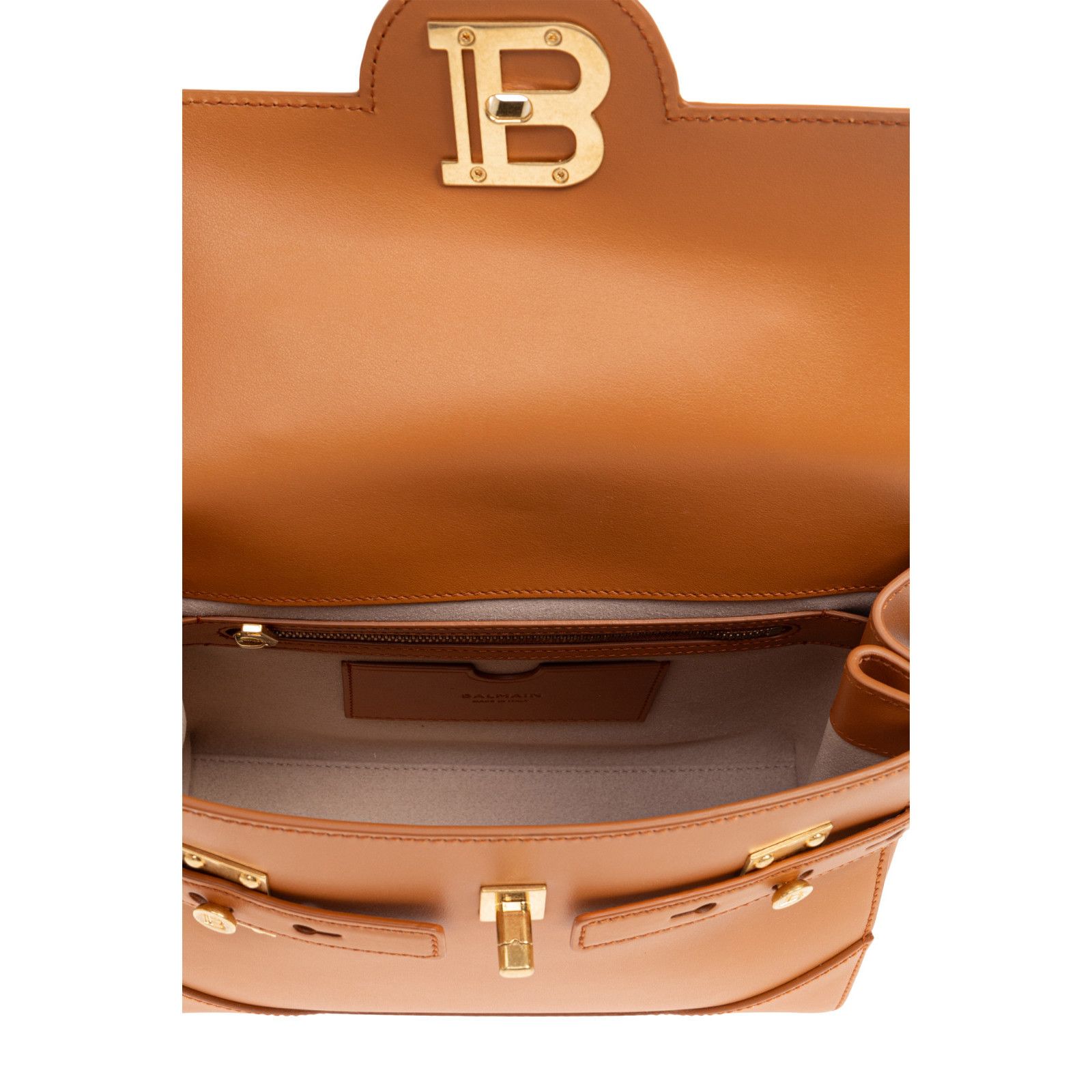 Balmain BALMAIN B-Buzz 23 Brown Leather Top Handle Bag New & Authent Size ONE SIZE - 4 Thumbnail