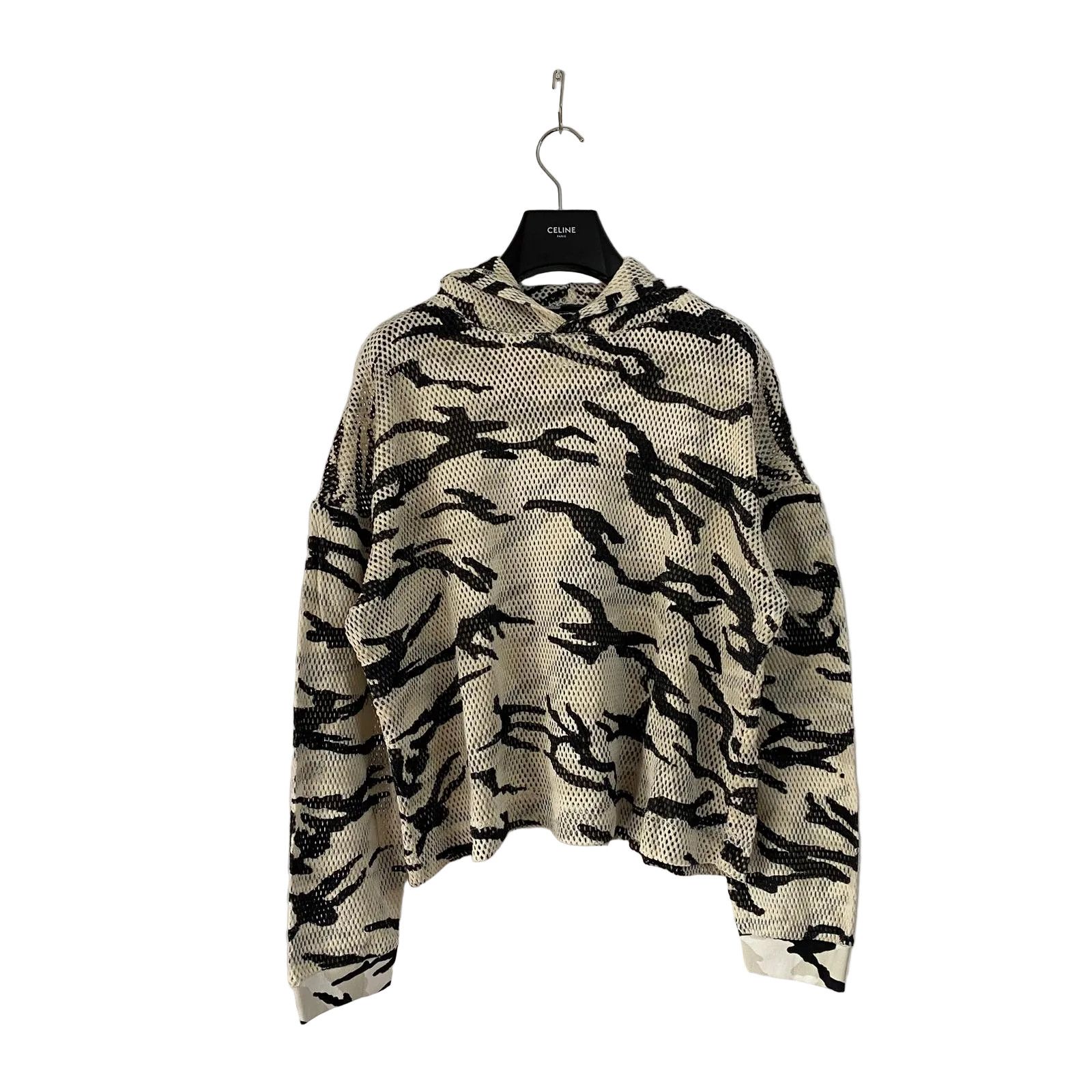 1 of 1 Beige Camo Print Oversized Mesh Hoodie
