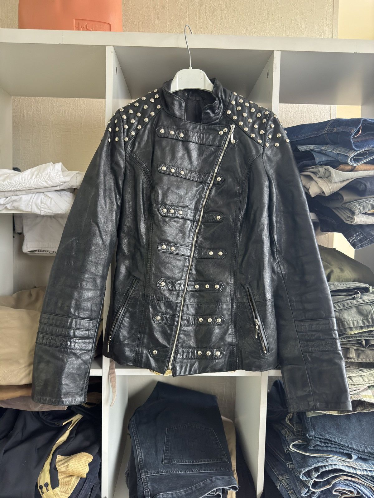 Vintage Japanese Asymmetric Zip Real Leather Archive Jacket