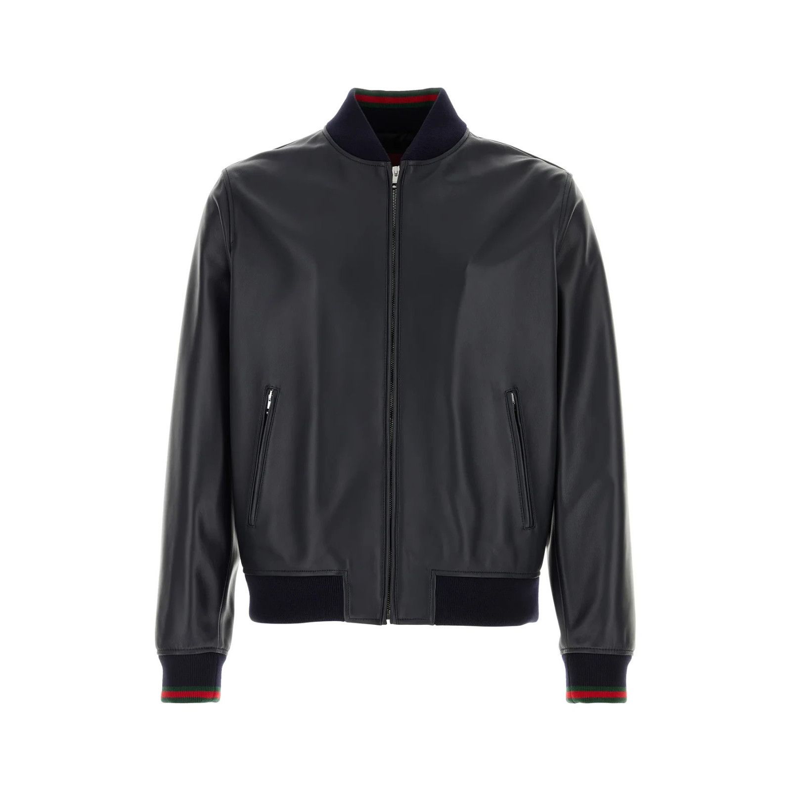 Gucci GUCCI Midnight Blue Leather Bomber Jacket New & Authentic (M Size US M / EU 48-50 / 2 - 1 Thumbnail