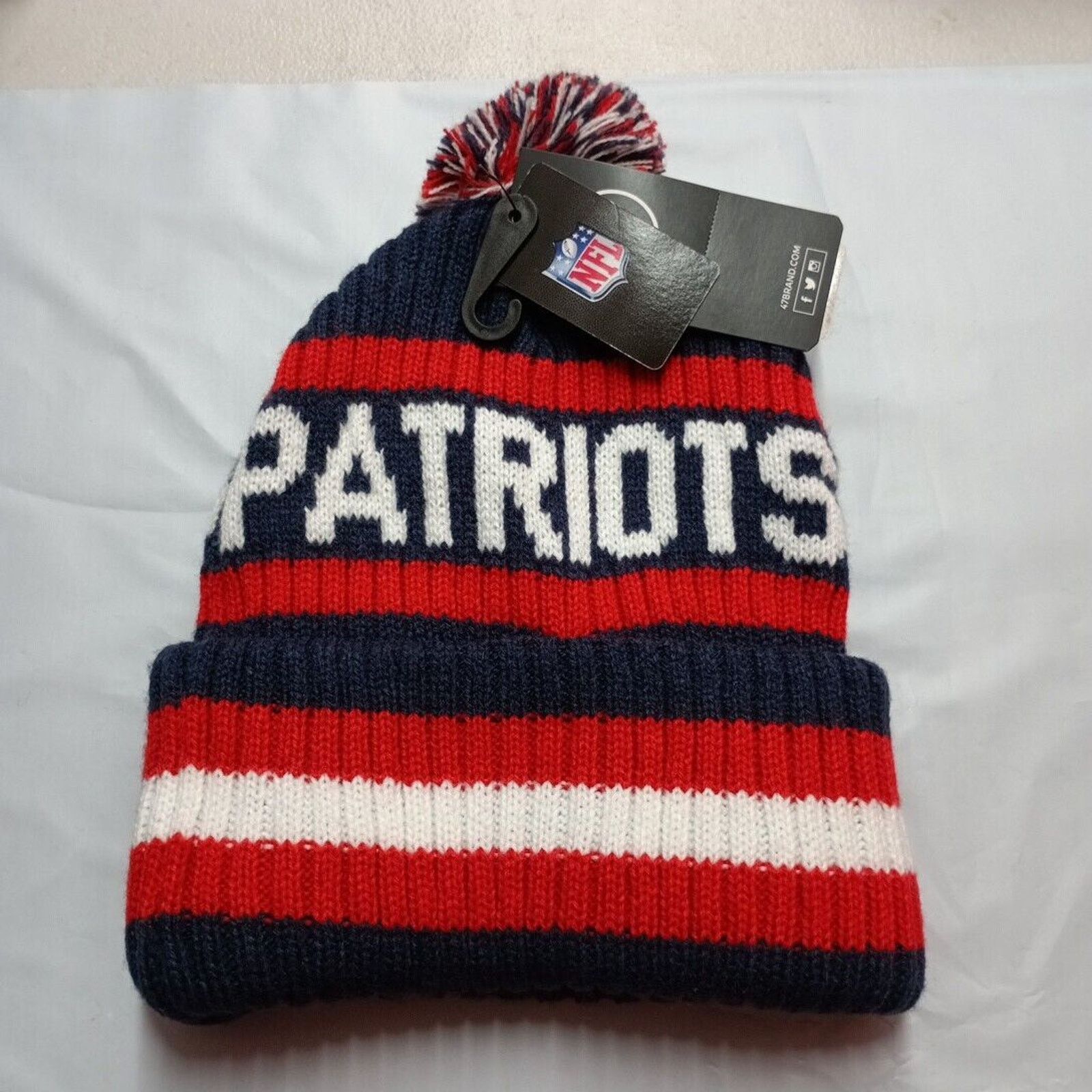 New Era '47 Men's Navy New England Patriots Bering Cuffed Knit Hat Size ONE SIZE - 2 Thumbnail