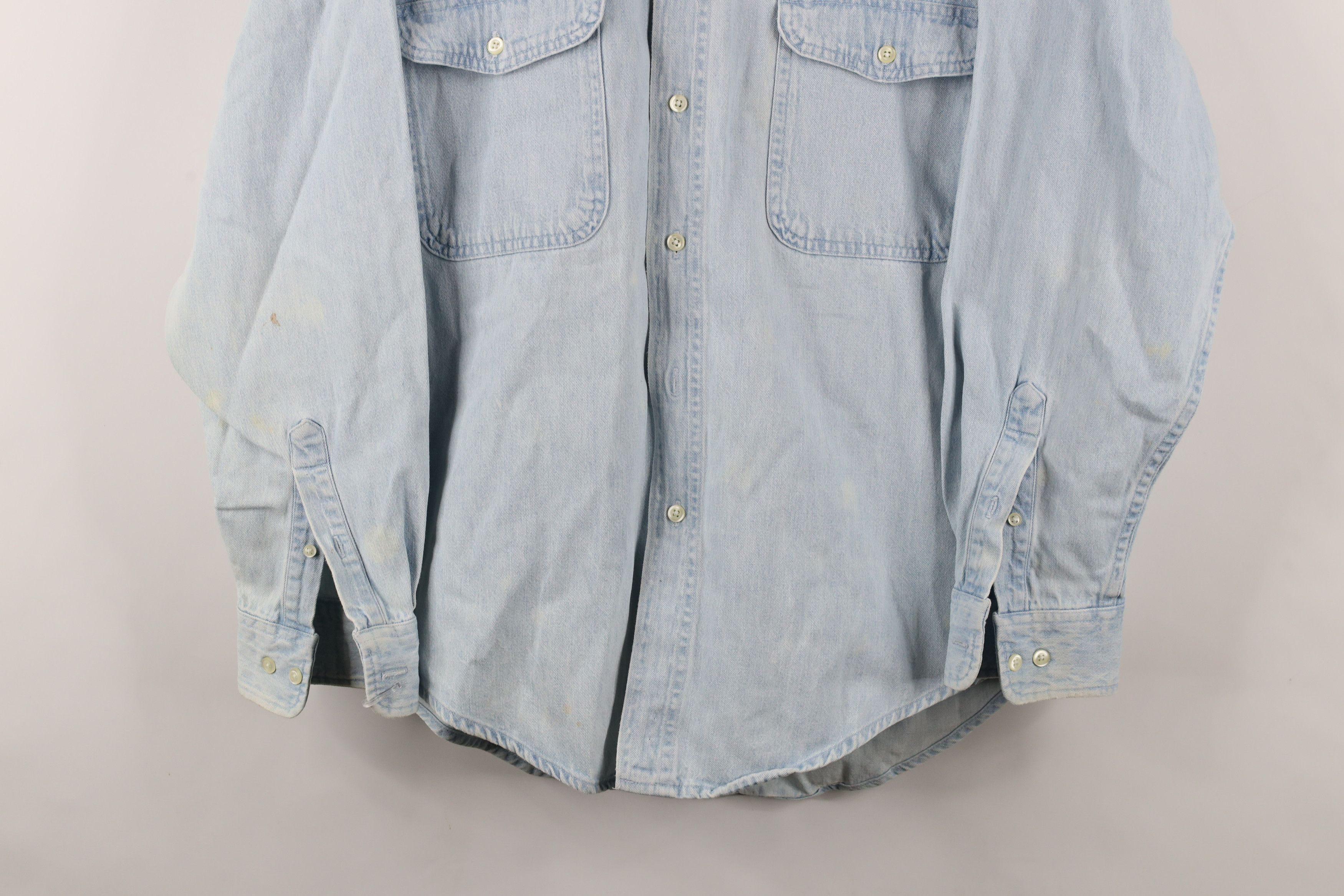 L.L. Bean × Vintage Vintage 90s LL Bean Denim Jean Button Shirt Blue Cotton Size US M / EU 48-50 / 2 - 3 Thumbnail
