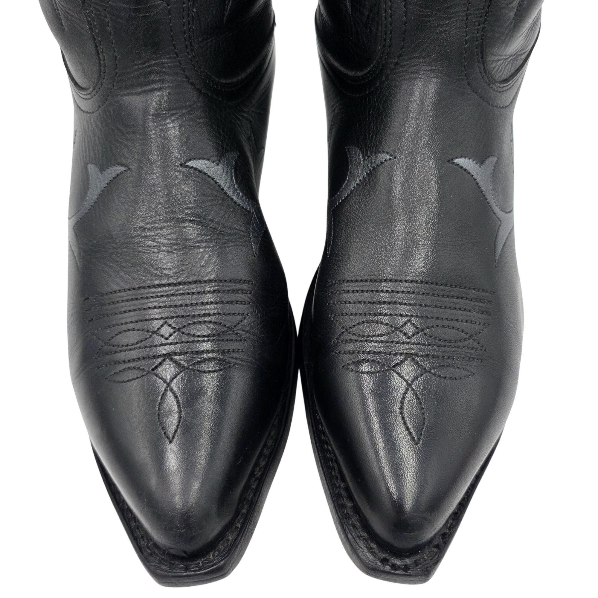 Boulet Boulet Mens Size 9.5EE Wide Black Silver Leather Cowboy West Size US 9.5 / EU 42-43 - 7 Thumbnail