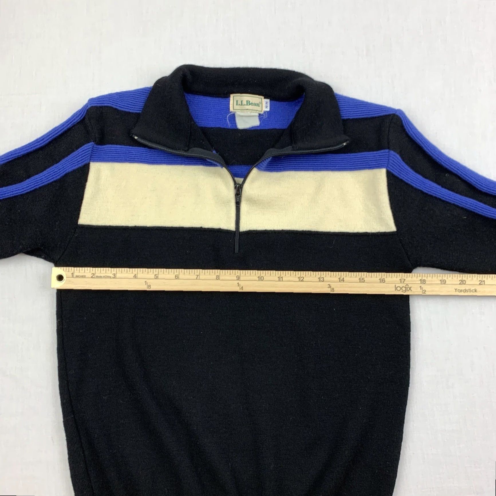 Vintage Vintage L.L. Bean Sweater Adult Medium Black Collar Quarter Zip Ski Snow 90s USA Size US M / EU 48-50 / 2 - 7 Thumbnail