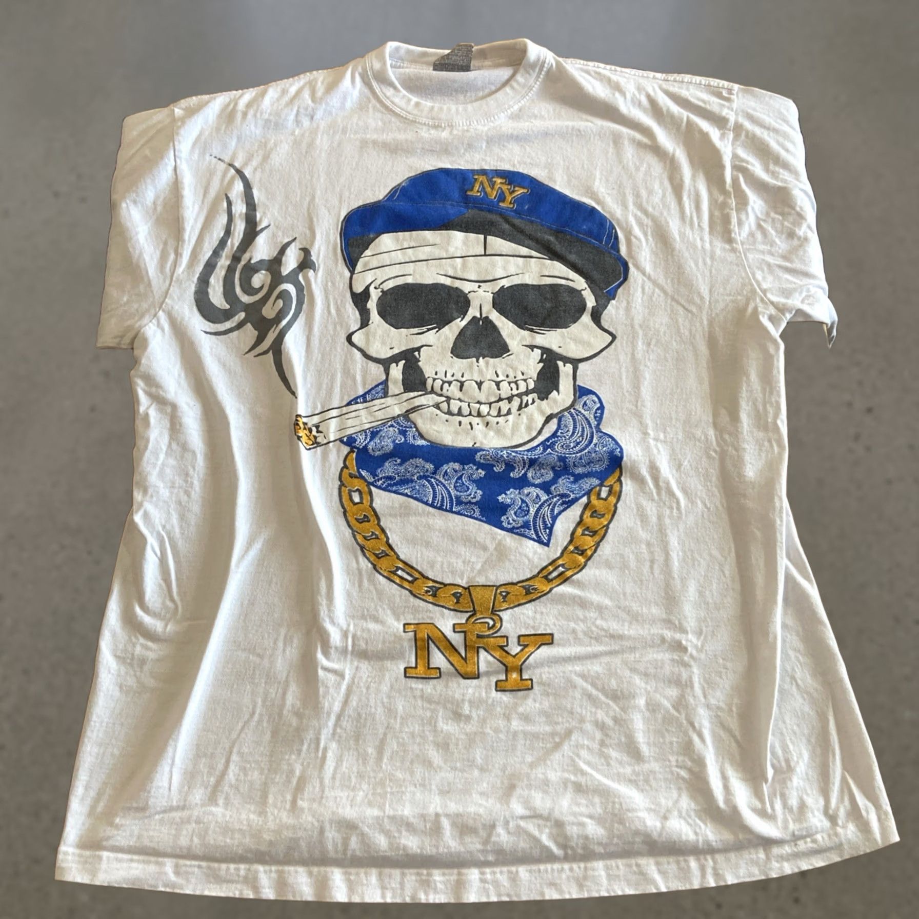 Vintage Pro Power Super Heavy T Shirt 2XL Tall Skull Smoking Y2K Rap Chain NYC Shirt Mens M&MS Hip Hop Vintage No Size US XXL / EU 58 / 5 - 1 Thumbnail