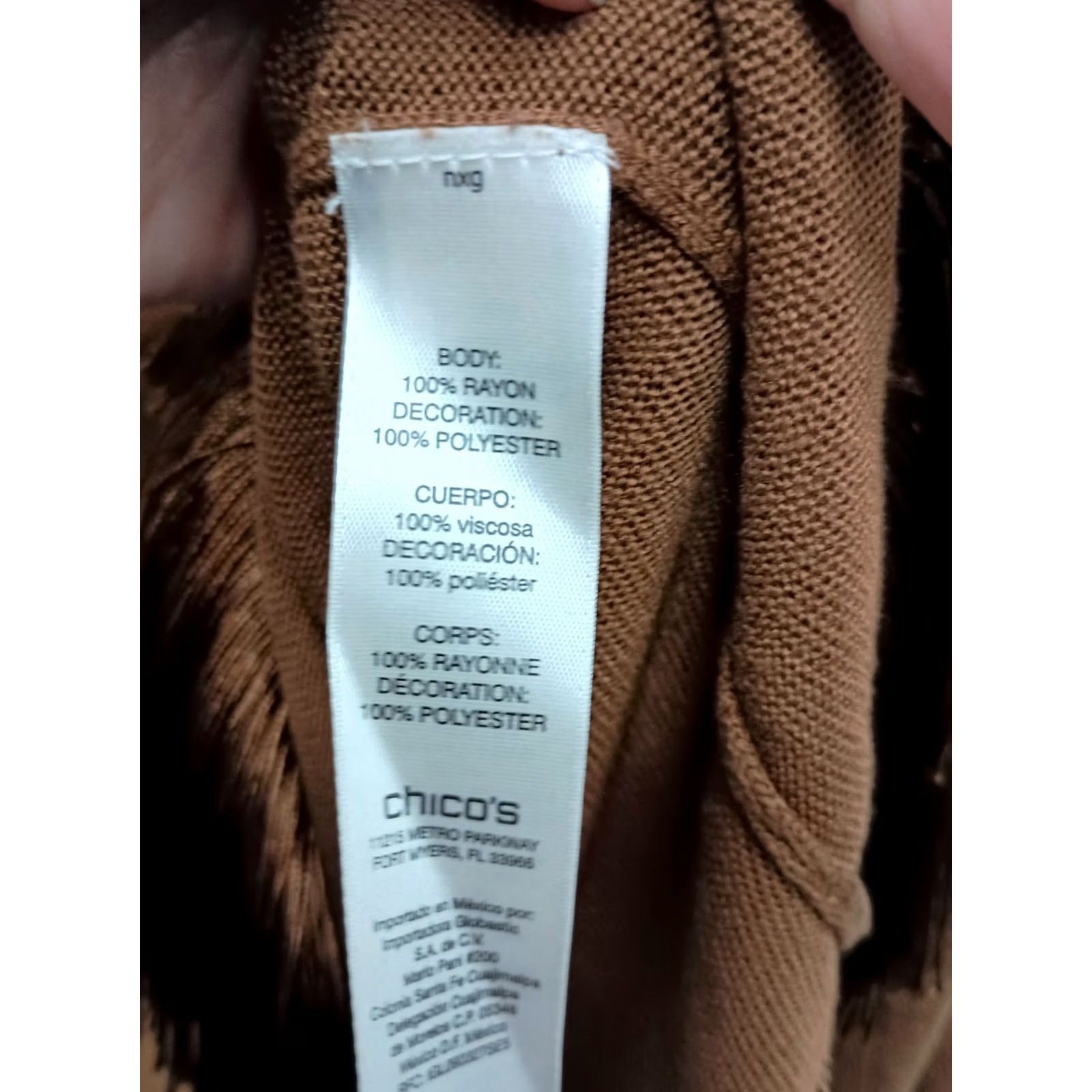 Vintage Chicos Womens Sweater Raglan Sleeve Large Brown Fringe Hem V-Neck Casual Pullover Knit Size L / US 10 / IT 46 - 5 Thumbnail