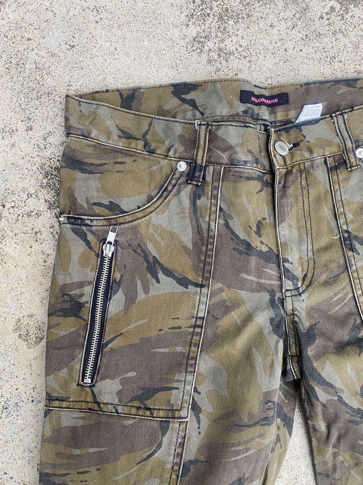 Japanese Brand Flare Jeans Algonquins Camo Zipper Bootcut Size US 31 - 8 Thumbnail