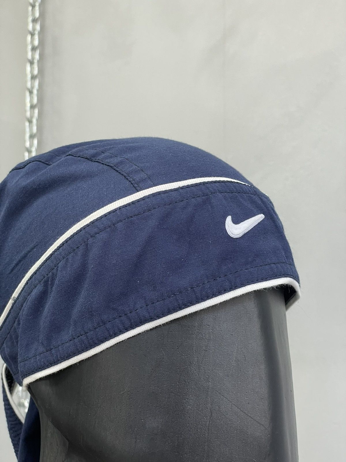 Nike Blue Y2K bandana hat Cap Swoosh Logo Embroidered
