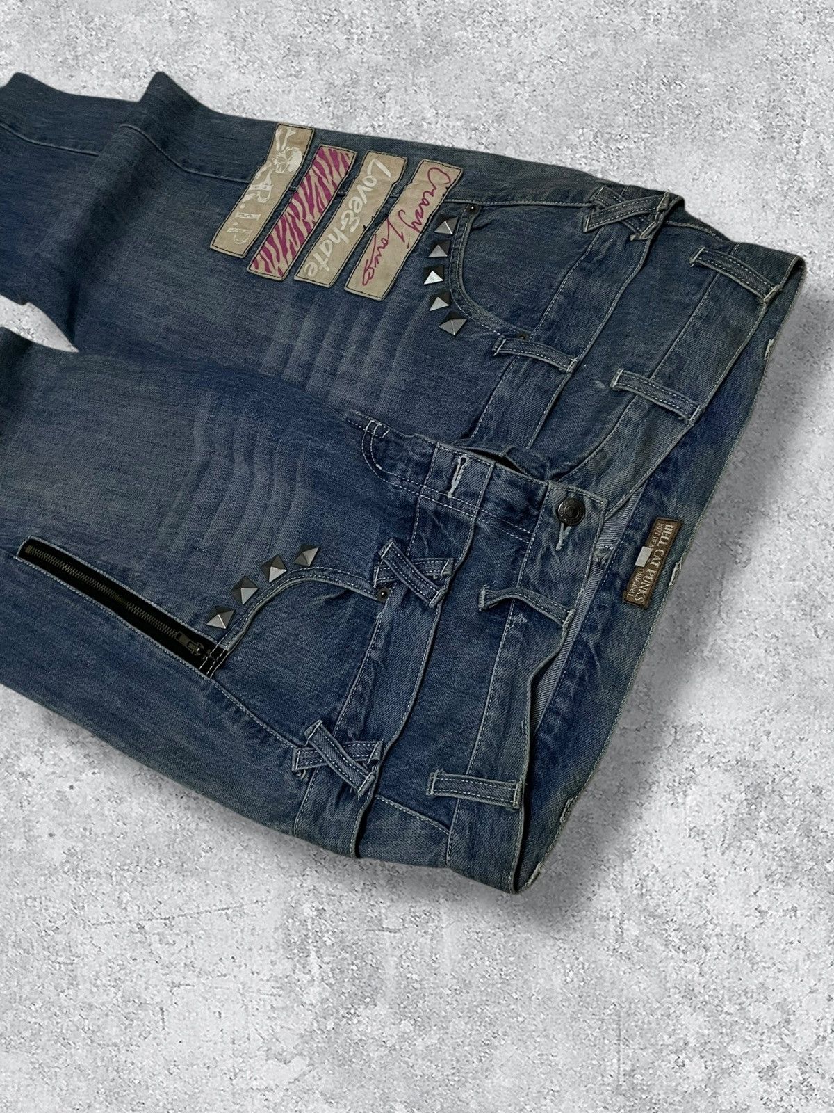 Japanese Brand Vintage Japan 90’s Hellcat Punks Not Dead Voidz Spike Denim Size US 32 / EU 48 - 6 Thumbnail