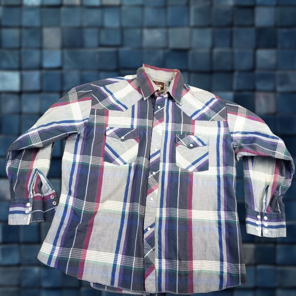 Wrangler WRANGLER Western Pearl Snap Plaid Shirt Pink XL Long Sleeve Mens Size US XL / EU 56 / 4 - 1 Thumbnail