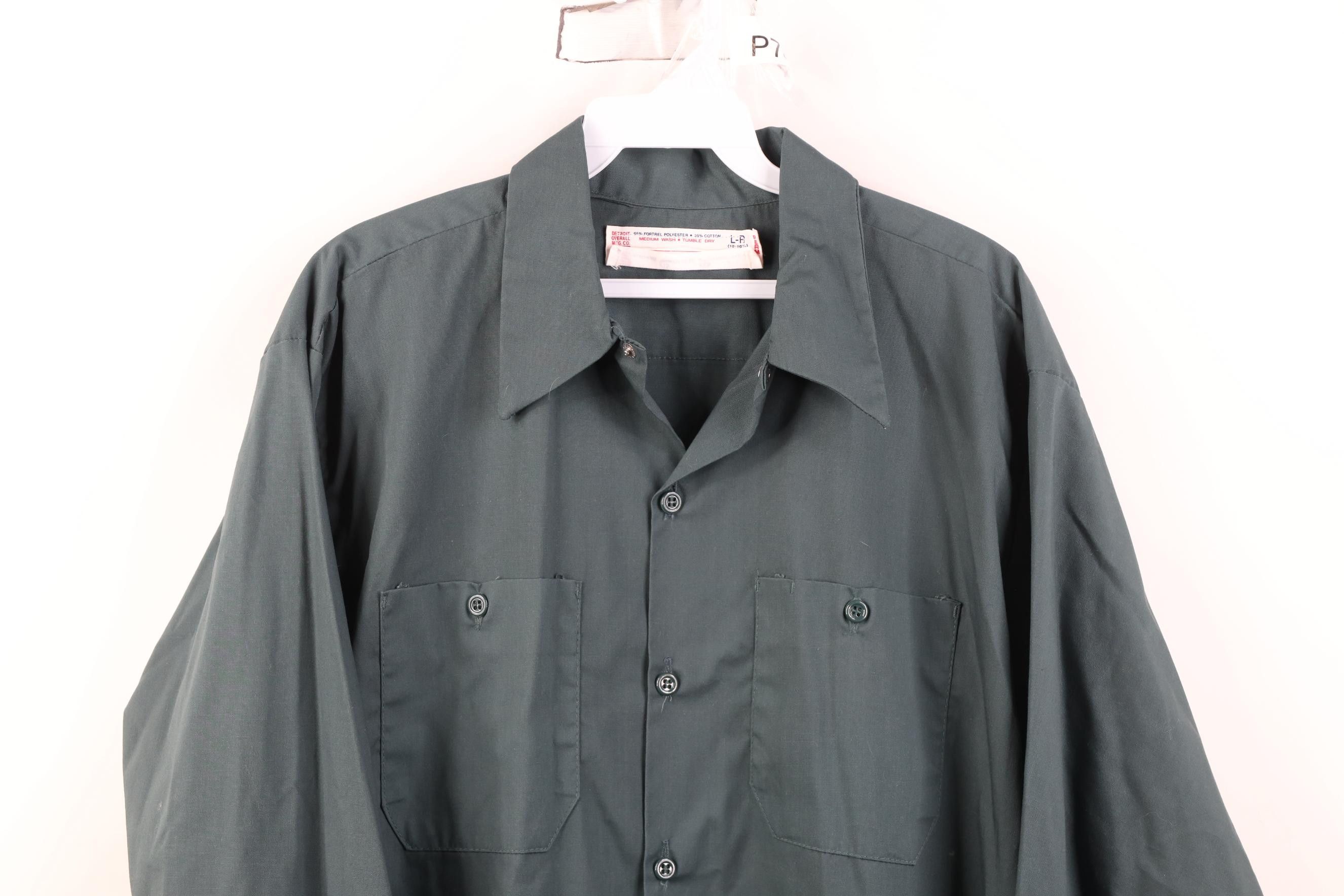 Vintage Vintage 60s 70s Workwear Mechanic Button Shirt Green USA Size US L / EU 52-54 / 3 - 2 Thumbnail