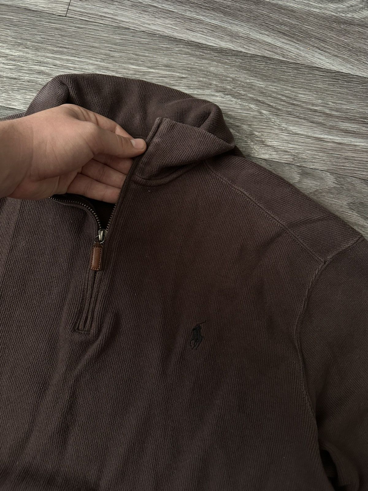 Polo Ralph Lauren × Ralph Lauren × Vintage RARE Polo Ralph Lauren Vintage 1/3 zip brown sweater size L Size US L / EU 52-54 / 3 - 5 Thumbnail