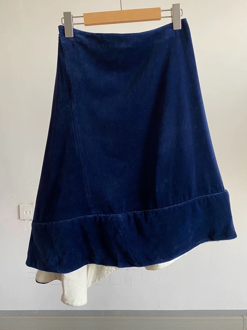 Comme des Garcons Comme Des Garcons size M Blue Velvet Asymmetric Deconstruct Size 25" / US 0 / IT 36 - 2 Thumbnail