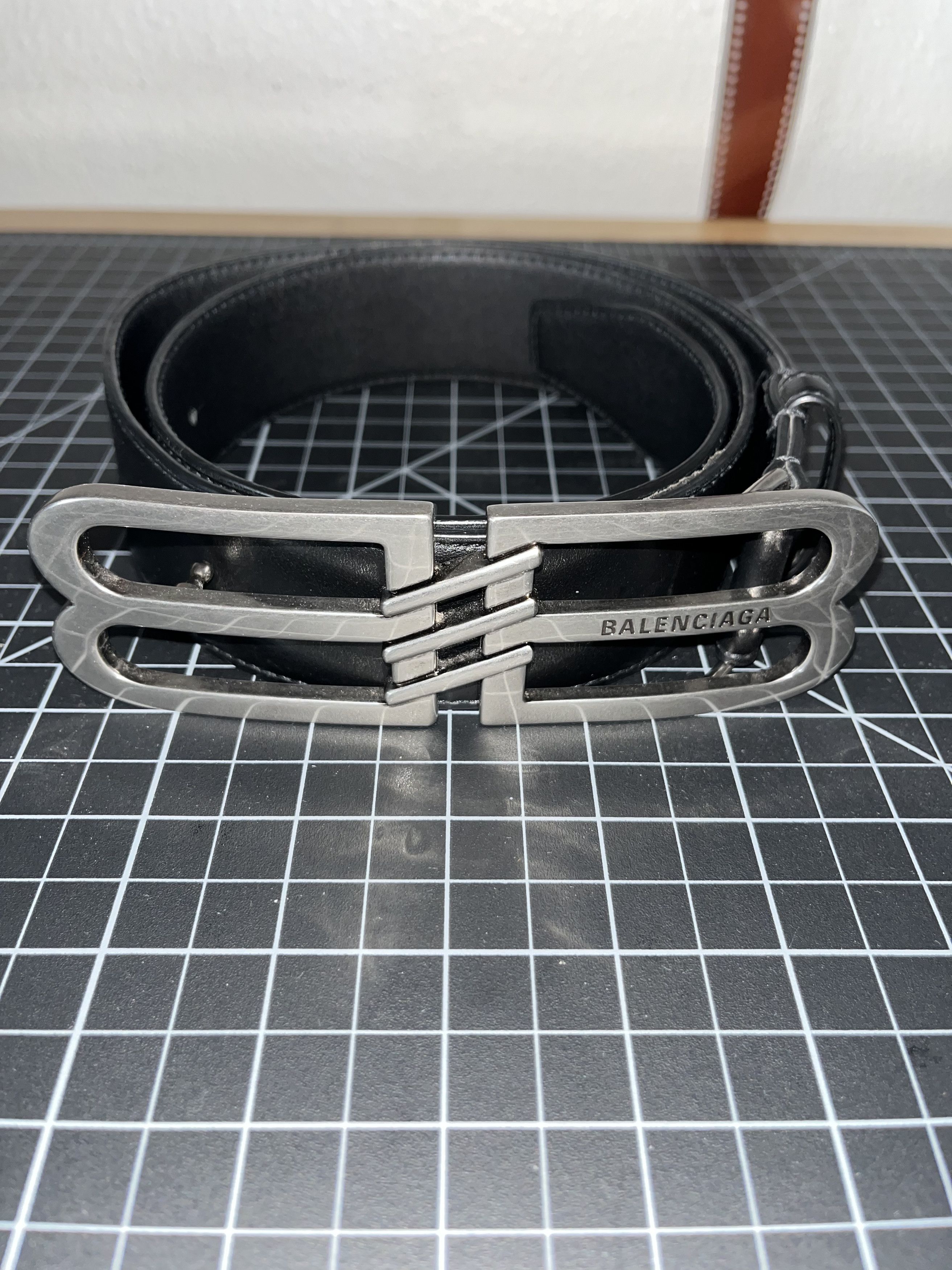 Balenciaga Bb Signature Monogram Belt 703103 Black Size 85