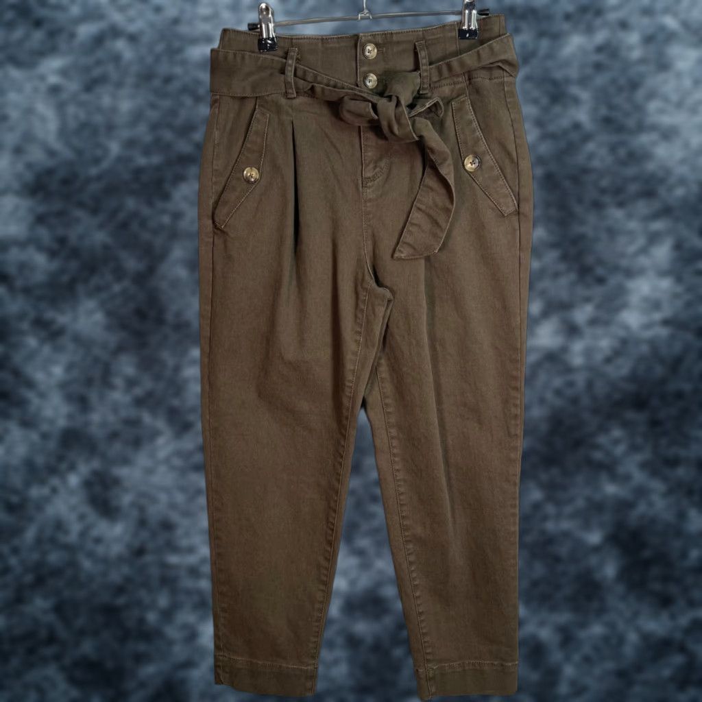 Loft Loft Womens Paperbag Tapered Leg Pants Size 0P Brown Cotton Blend Size 25" / US 0 / IT 36 - 1 Thumbnail