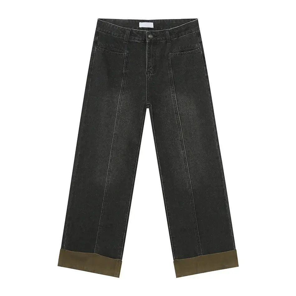 Japanese Brand Retro loose straight leg spliced jeans Size US 30 / EU 46 - 4 Thumbnail