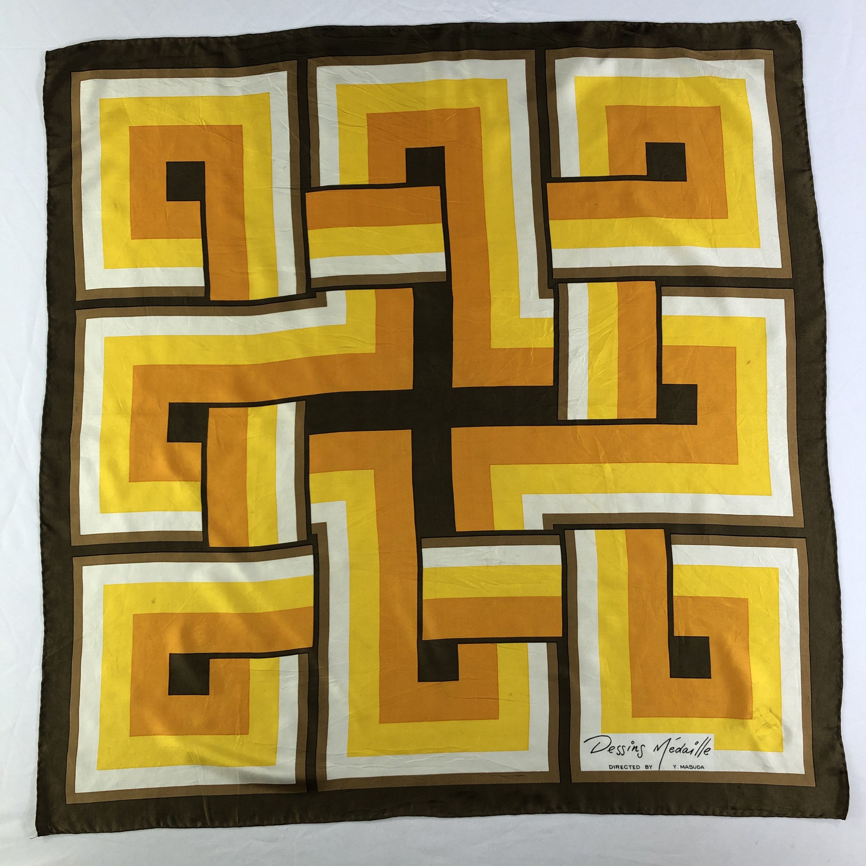 Vintage Vintage Dessins Medaille Silk Scarf Size ONE SIZE - 2 Thumbnail