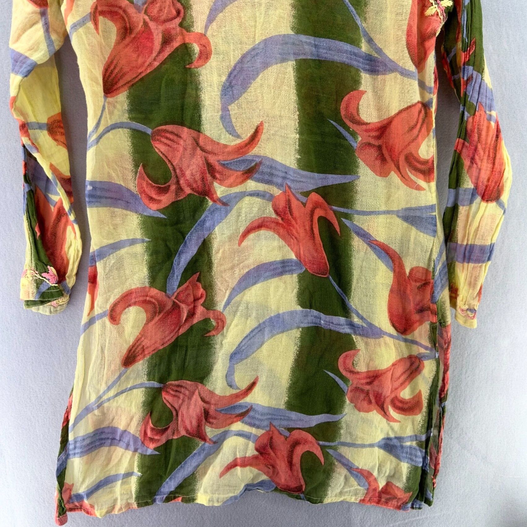 Vintage Raj Embroidered Tunic Dress S Top Cover Up Boho Floral Rio Cottagecore Y2k 90s Size S / US 4 / IT 40 - 3 Thumbnail