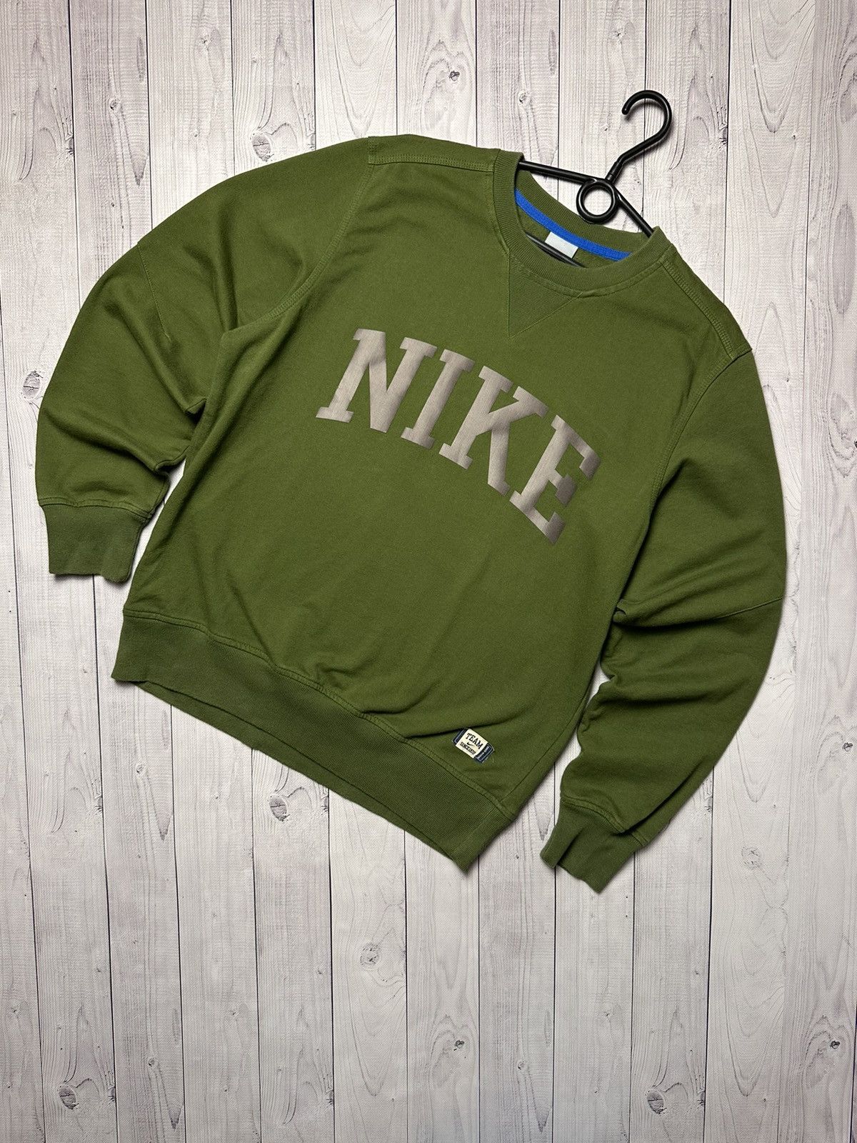 Vintage nike sweatshirt big logo olive green size M
