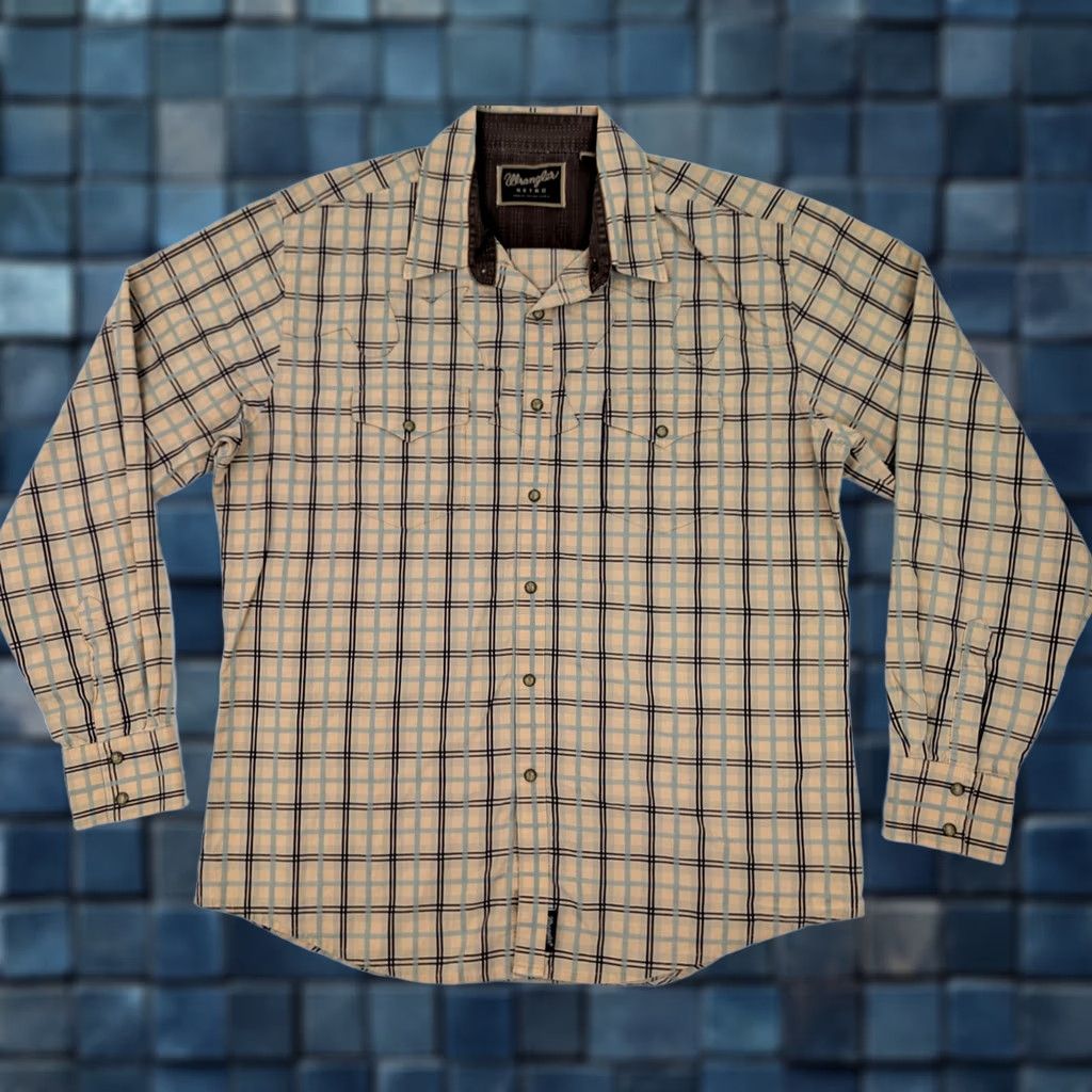 Wrangler VINTAGE Wrangler Brushpopper Western Pearl Snap Shirt Men XL Long Sleeve Plaid Beige&Cotton EUC Size US XL / EU 56 / 4 - 1 Thumbnail