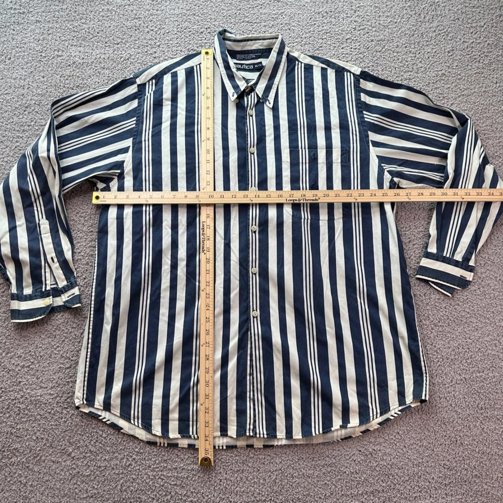 Nautica Vintage Nautica Men Classic Fit Button Down Striped Shirt XL Size US XL / EU 56 / 4 - 2 Thumbnail