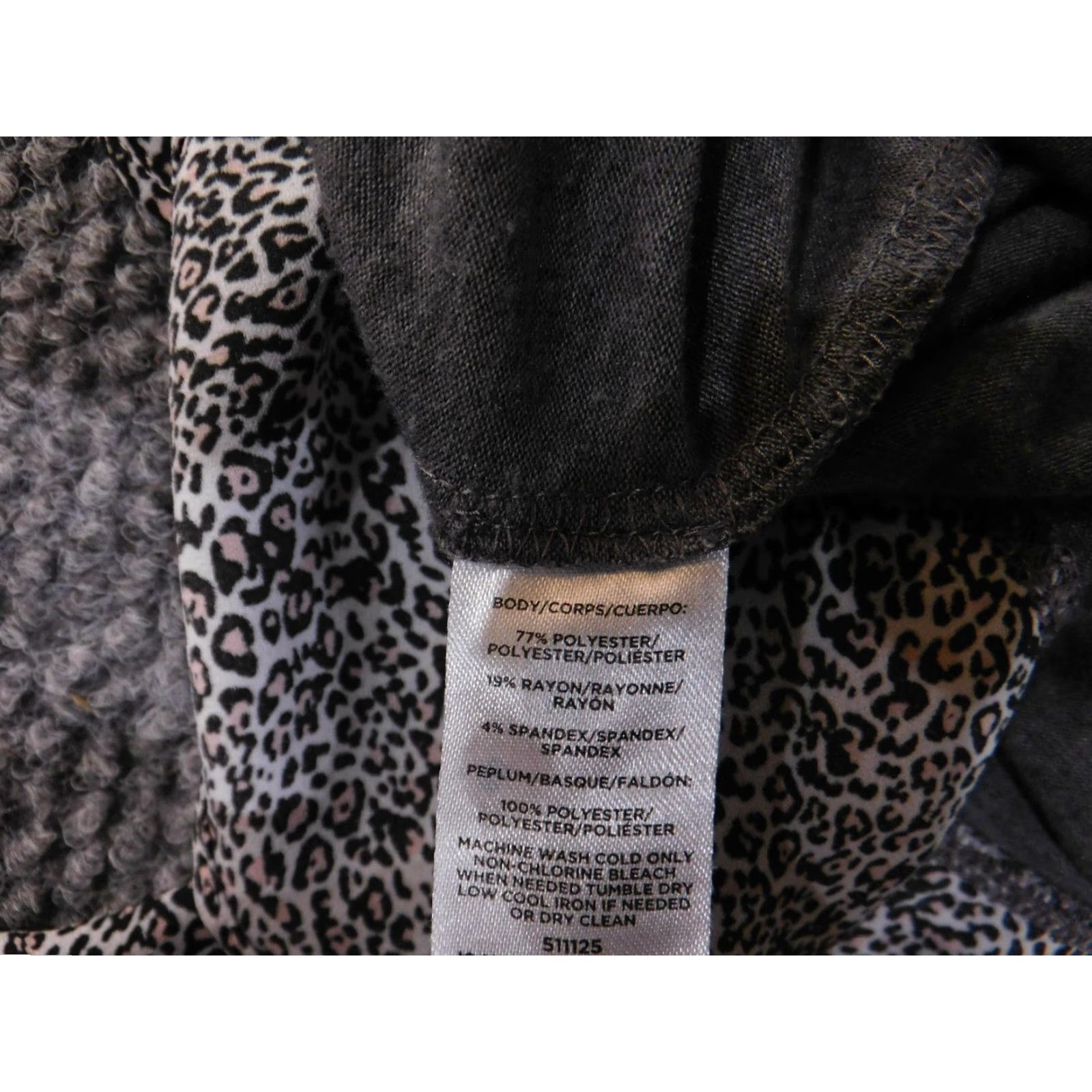 Loft VINTAGE LOFT Sweater Womens XL Gray Black Leopard Print Hem Long Sleeve Lightweight Top Size XL / US 12-14 / IT 48-50 - 7 Thumbnail