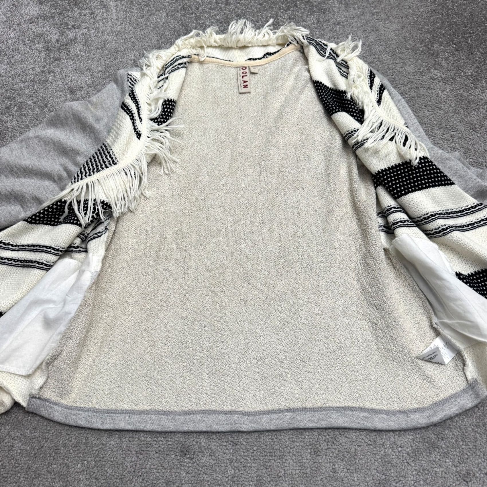 Anthropologie Anthropologie Dolan Left Coast Fringe stripe Wrapped Cardigan Sweater Large Gray Women Size L / US 10 / IT 46 - 3 Thumbnail