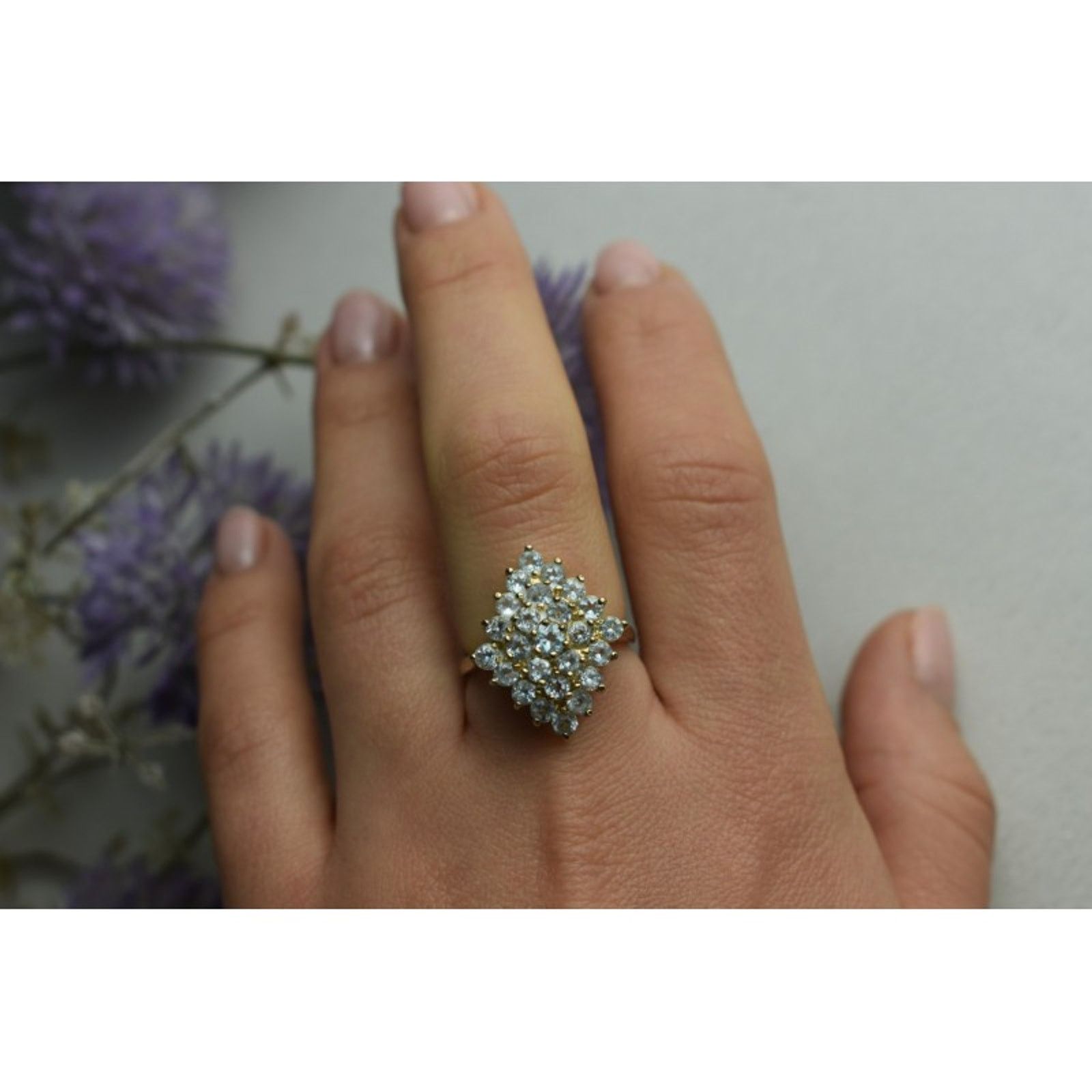Jewelry 925 STERLING SILVER GOLD PLATED BLUE SPINEL RING SIZE 8 Size ONE SIZE - 1 Thumbnail