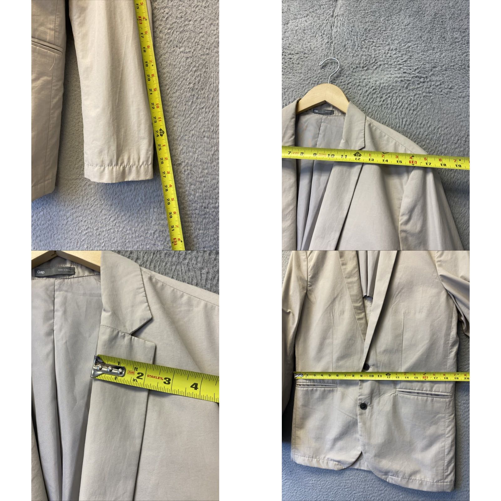 Gap Gap Men's Lightweight Chino Blazer Jacket Size M Tan Solid Business Suit Two-Button Regular Fit Size 40R - 8 Thumbnail