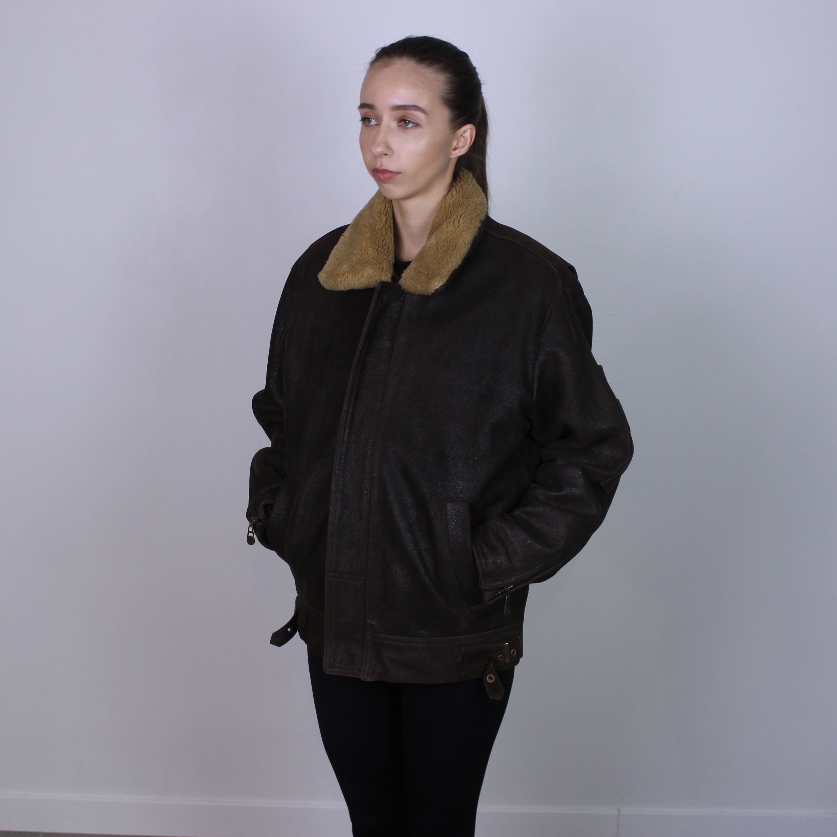 Leather Bassett heavy vintage aviator leather jacket winter M Size M / US 6-8 / IT 42-44 - 23 Thumbnail