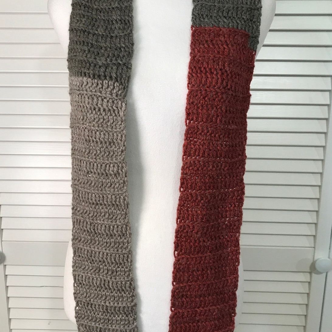 Handmade NWT Handmade Crocheted Gray Multicolor Beanie Scarf 80” Size ONE SIZE - 3 Thumbnail