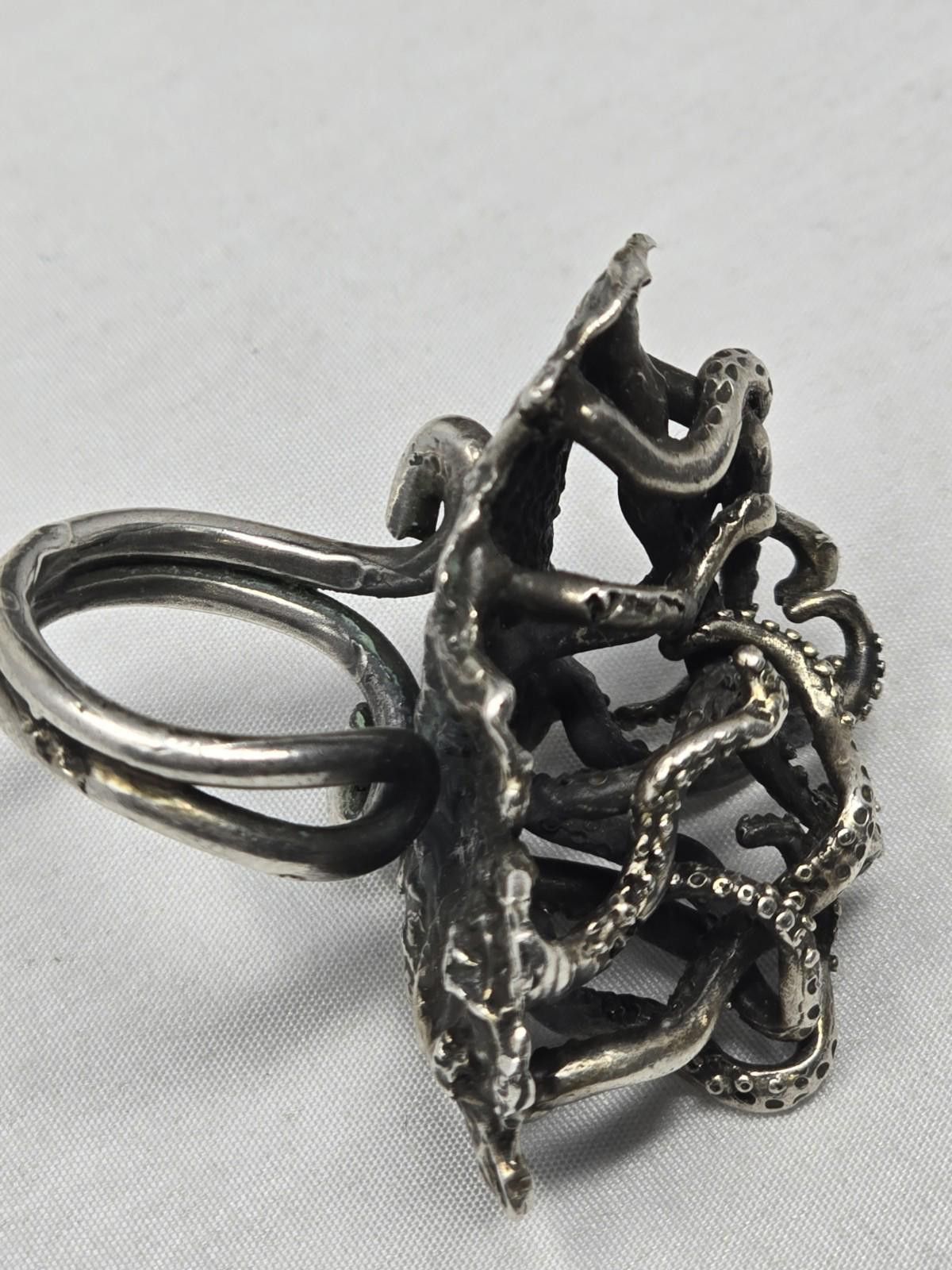 The Unbranded Brand Artisan Sterling Silver Tentacle Statement Ring 7.5 Cthulhu Size ONE SIZE - 6 Thumbnail