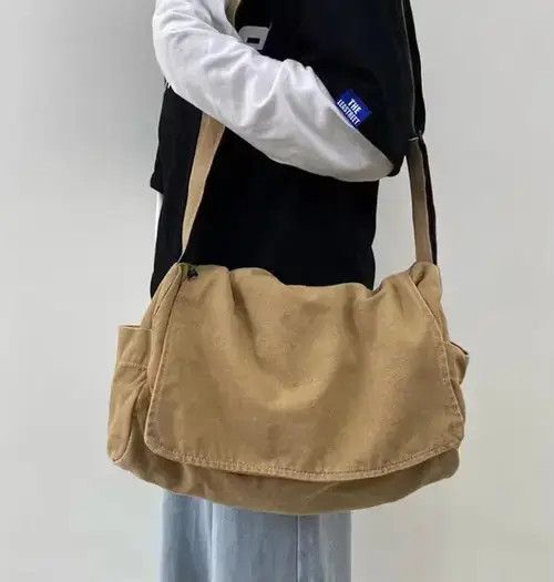 Fashion Canvas Tote Bag Vintage in Brown, Men's