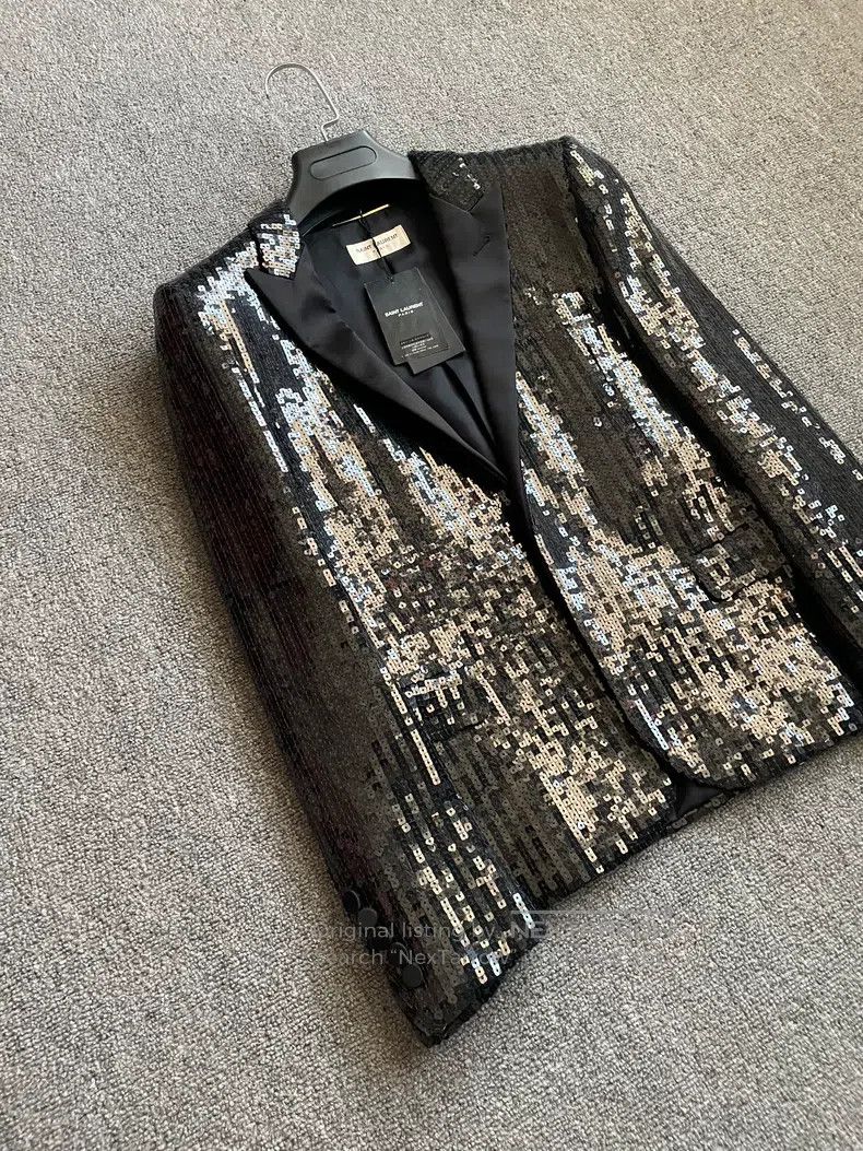 Saint Laurent Paris Saint Laurent Paris Black Scale Pattern Suit Size XS / US 0-2 / IT 36-38 - 3 Thumbnail